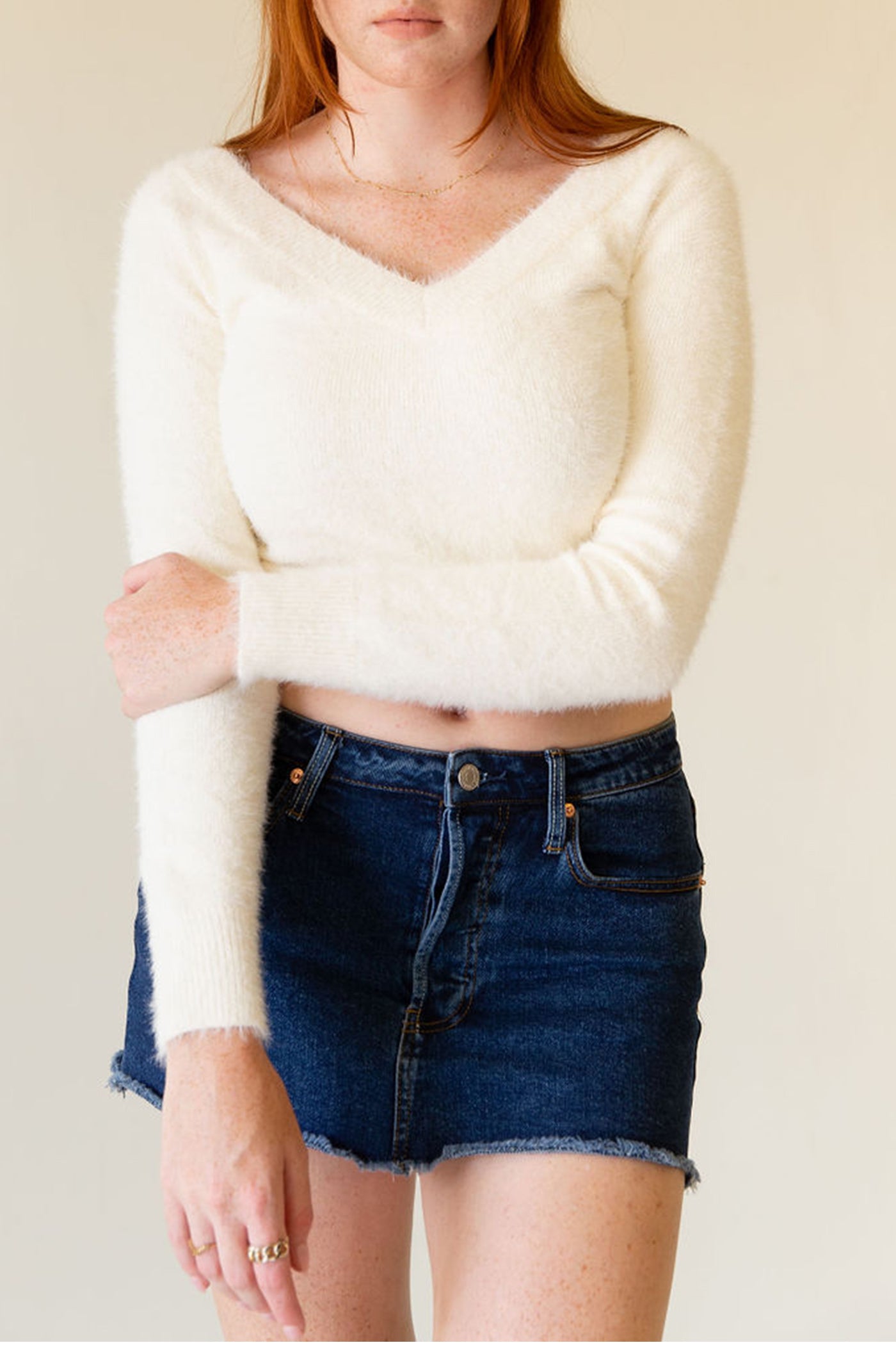 My Way Fuzzy Crop Sweater