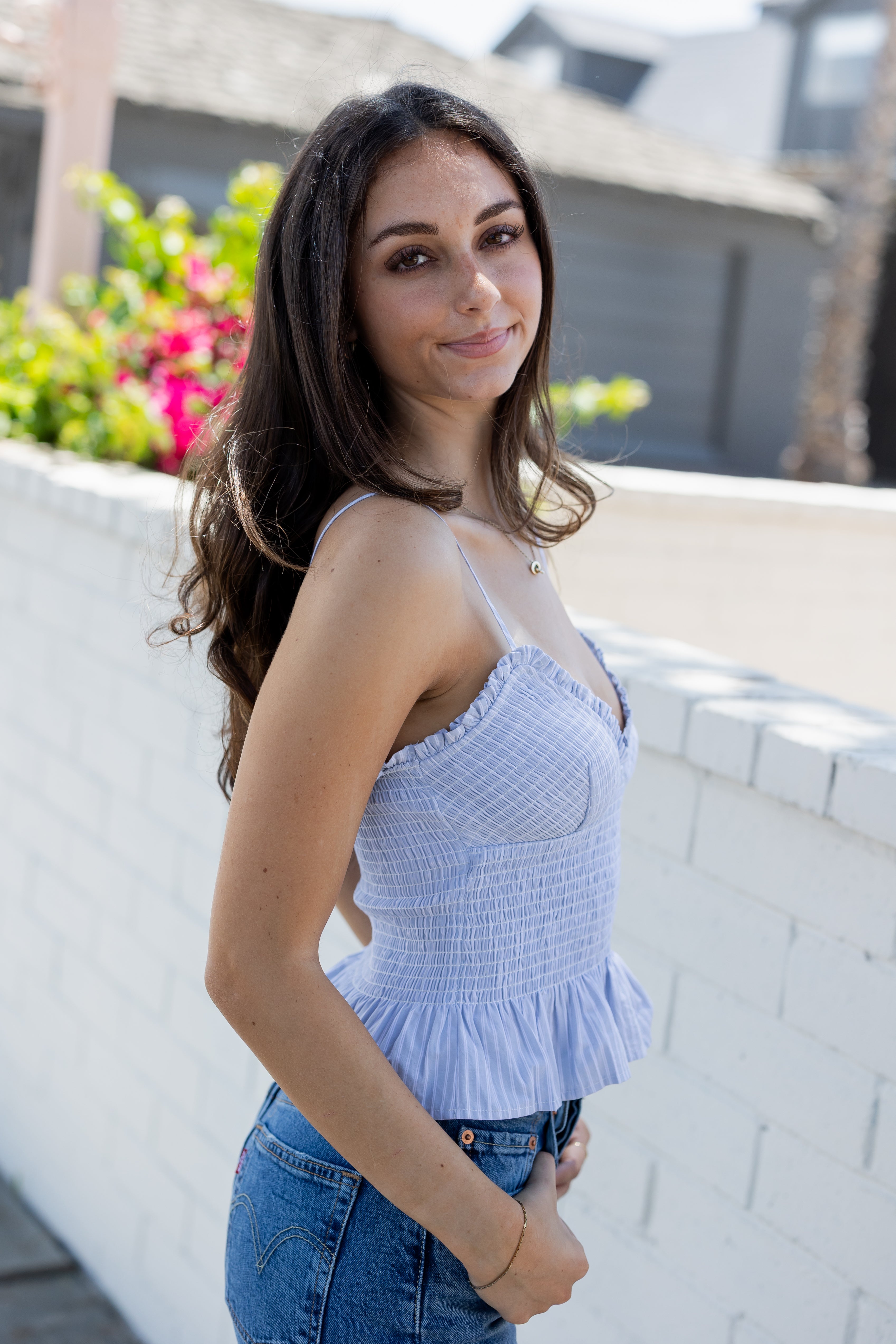 Smocked Ruffle Peplum Cami