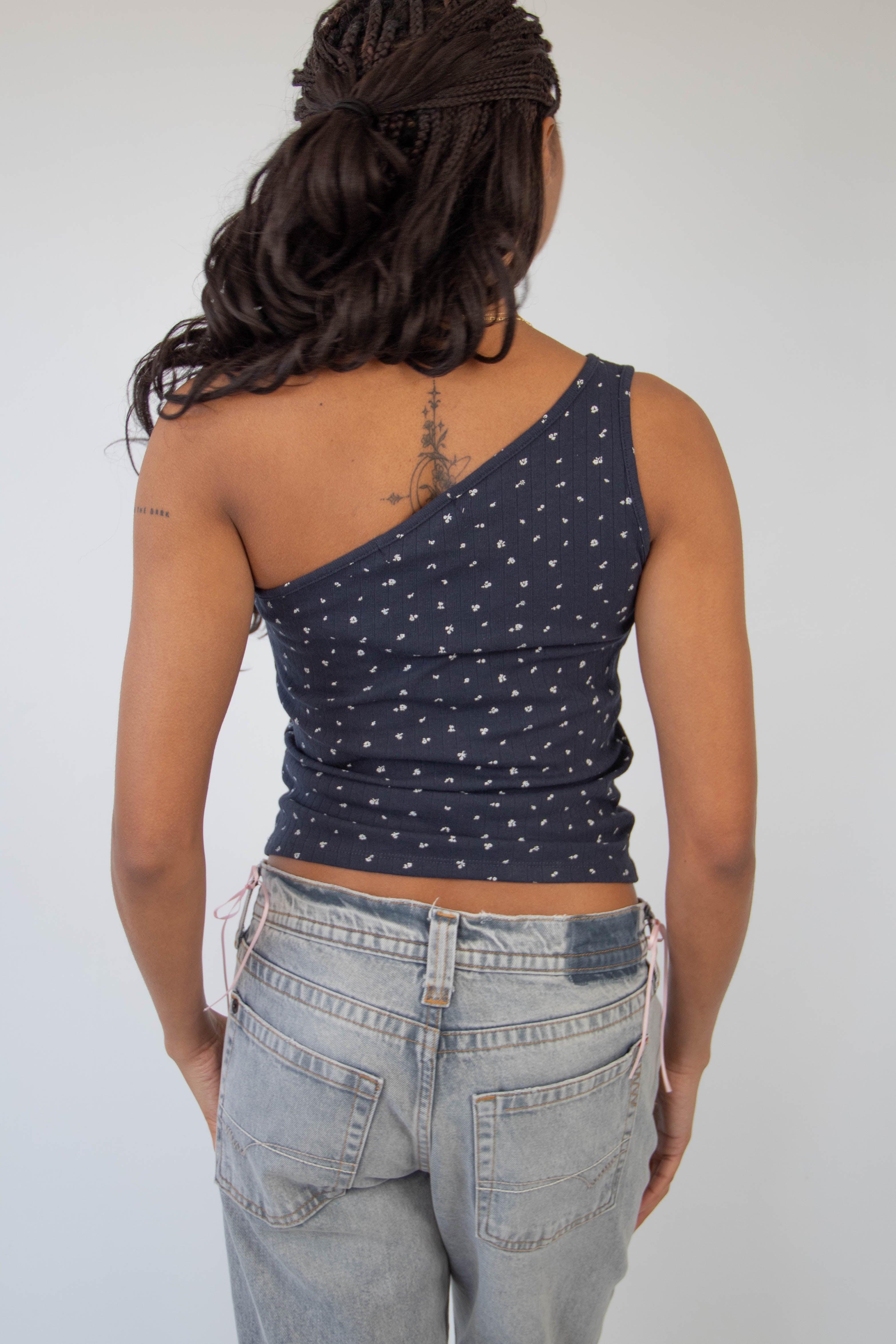 Ditsy Pointelle One Shoulder Top