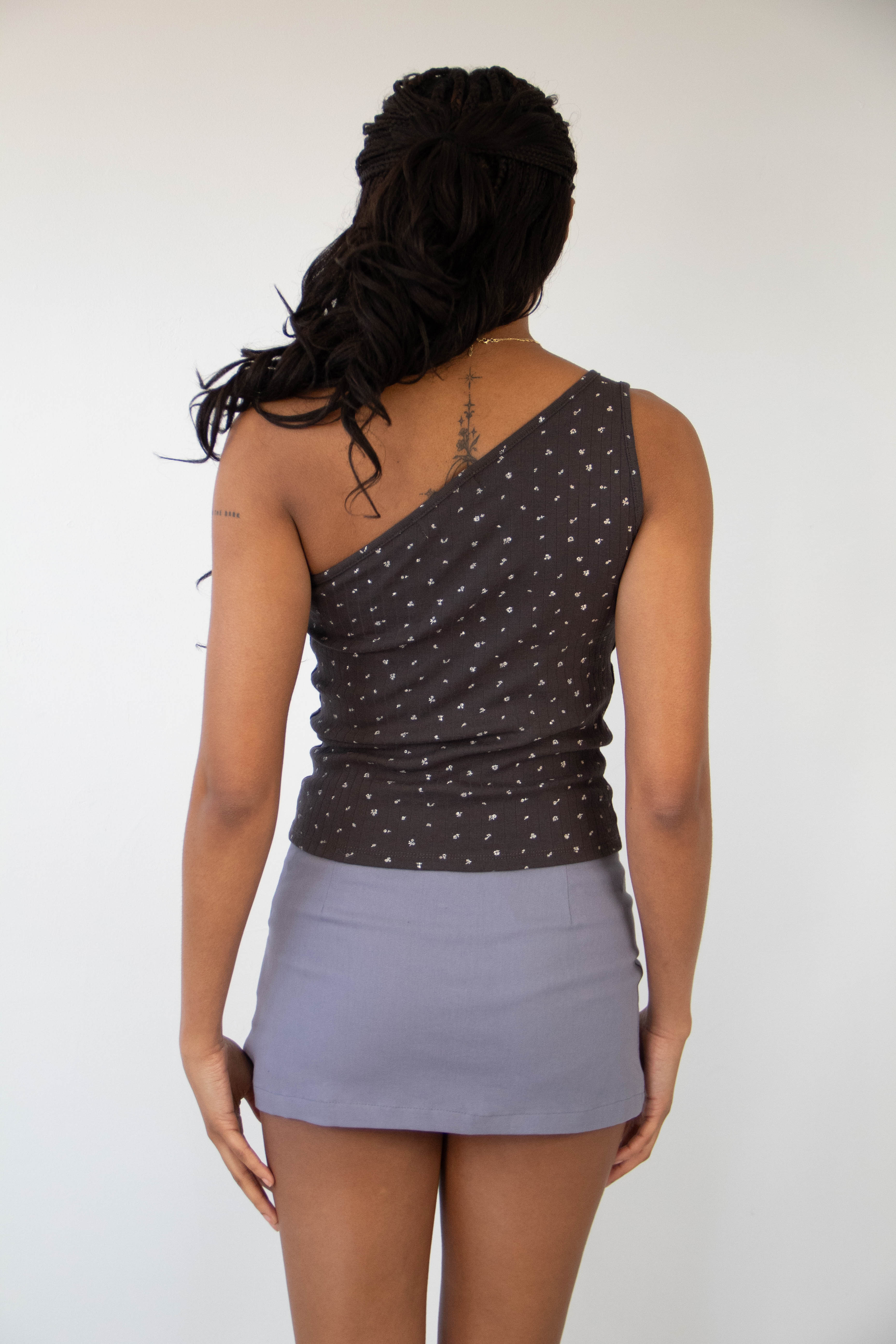 Ditsy Pointelle One Shoulder Top