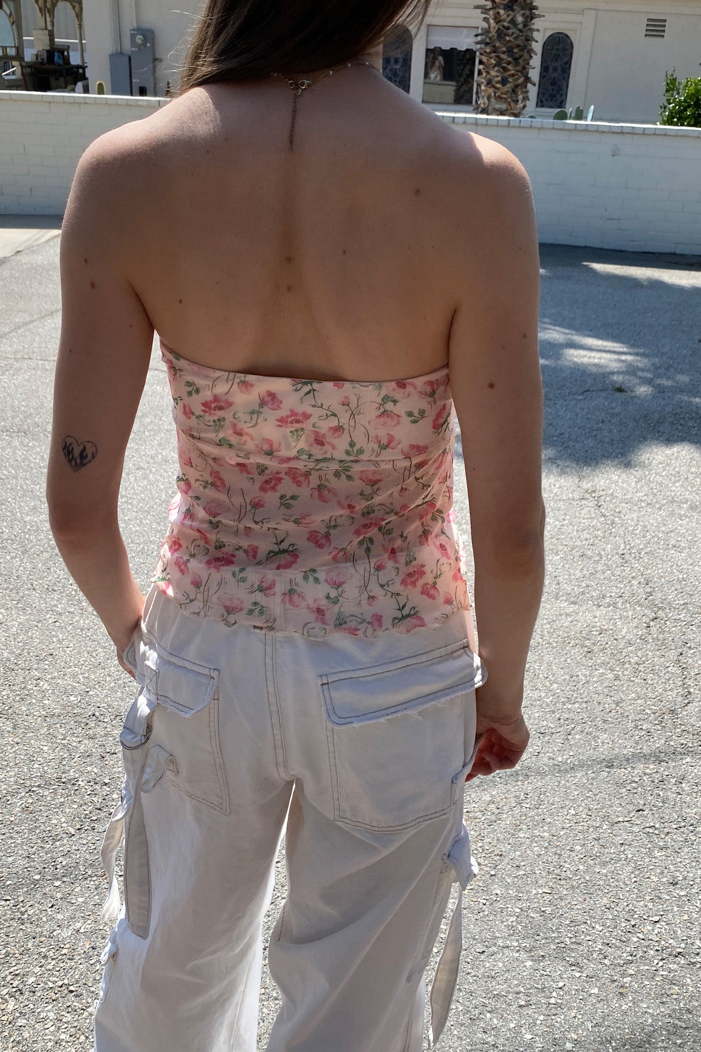 Peach Split Twist Front Tube Top