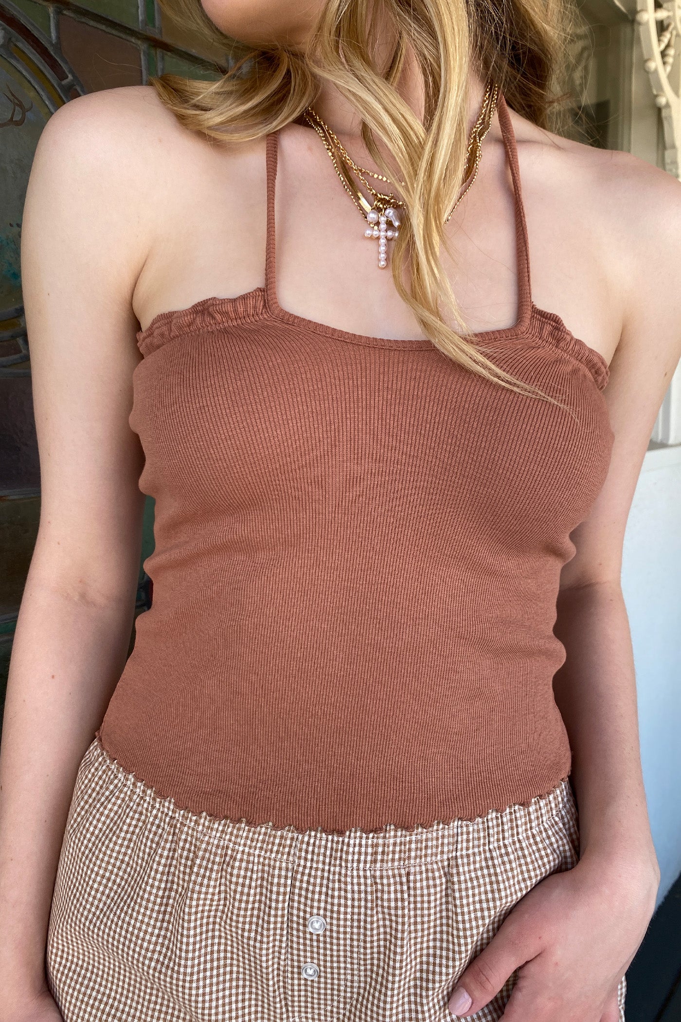 Keyhole Cutout Halter Top