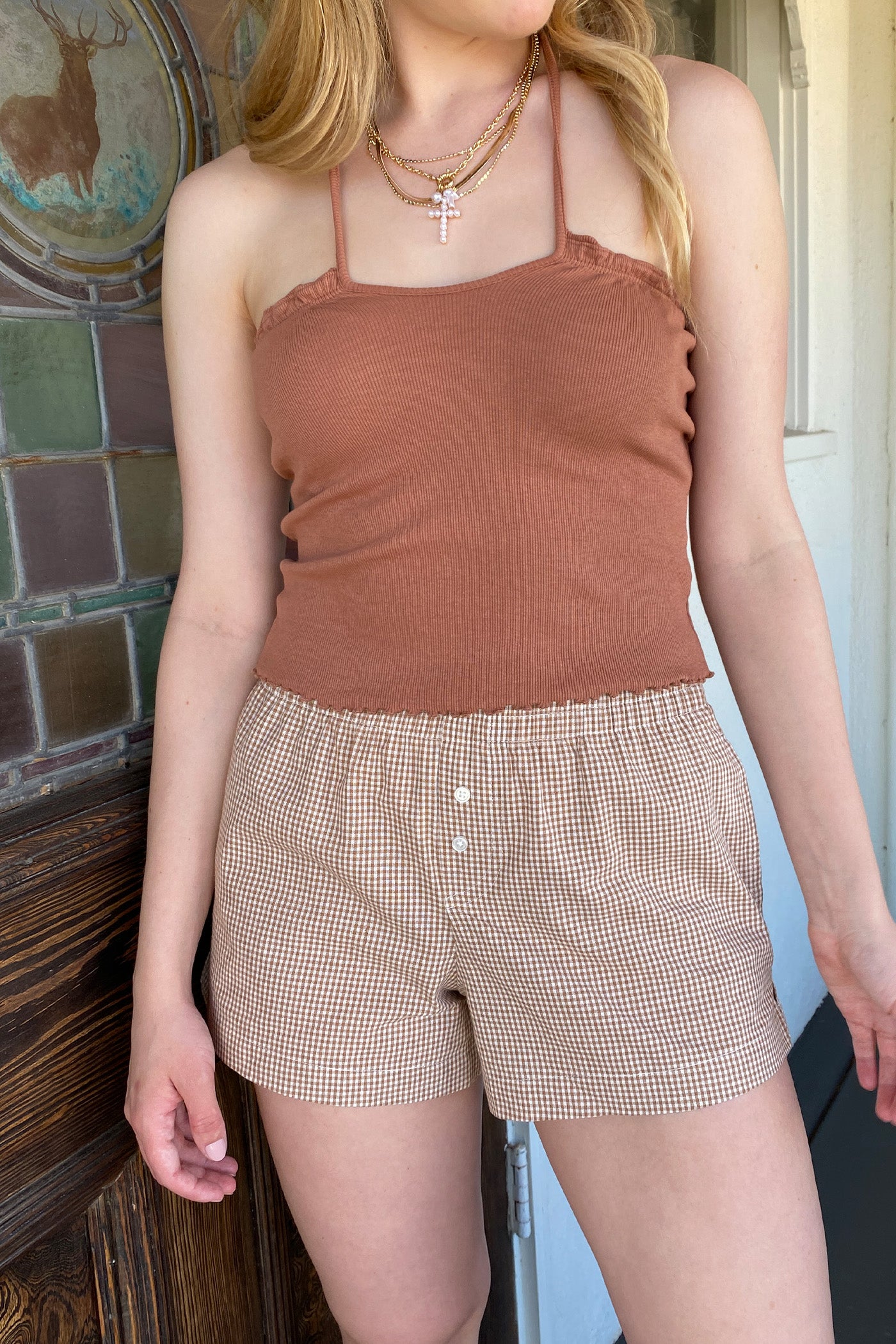 Keyhole Cutout Halter Top