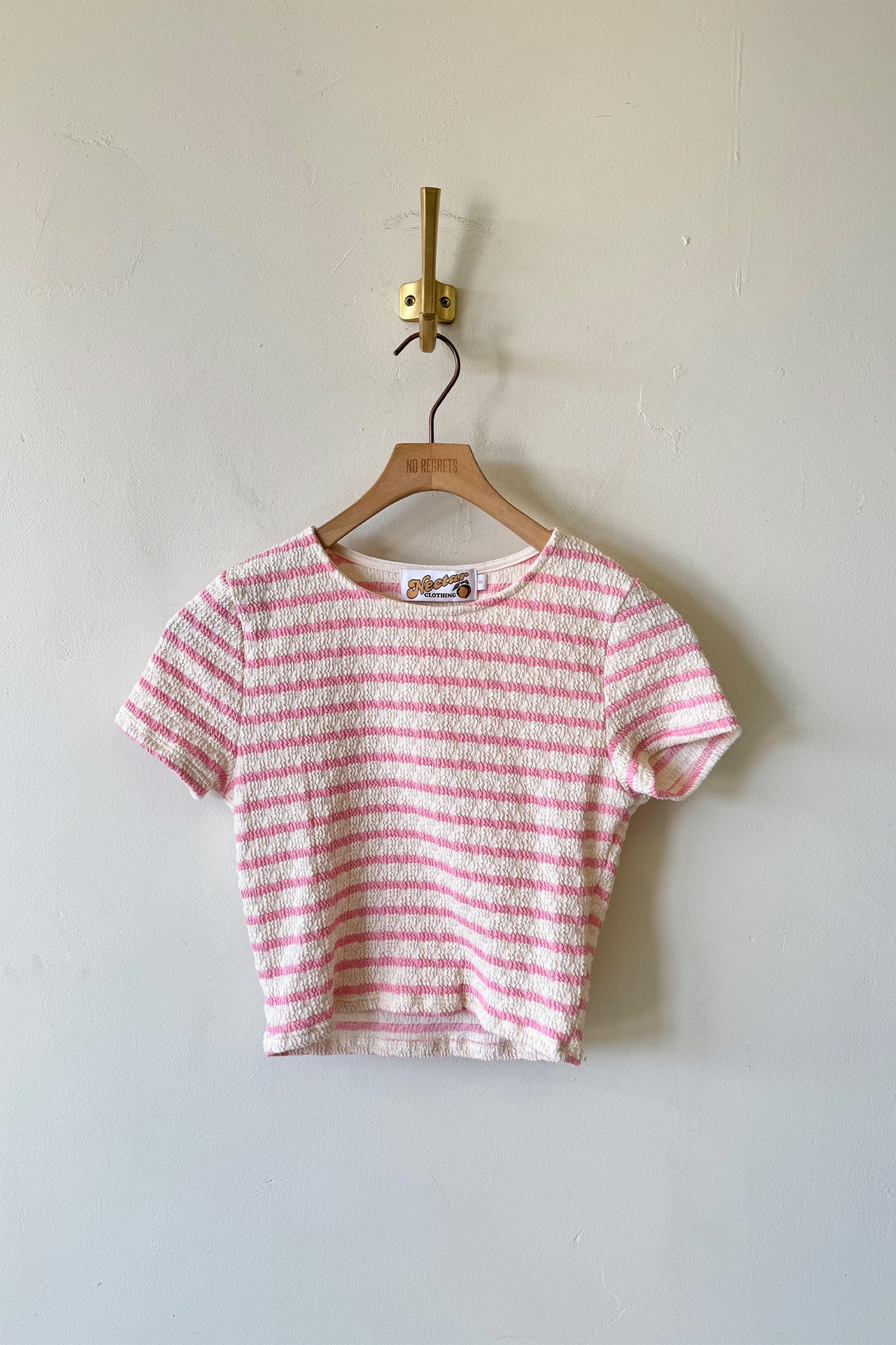 Smocked Babydoll Top in Baby Pink Stripe