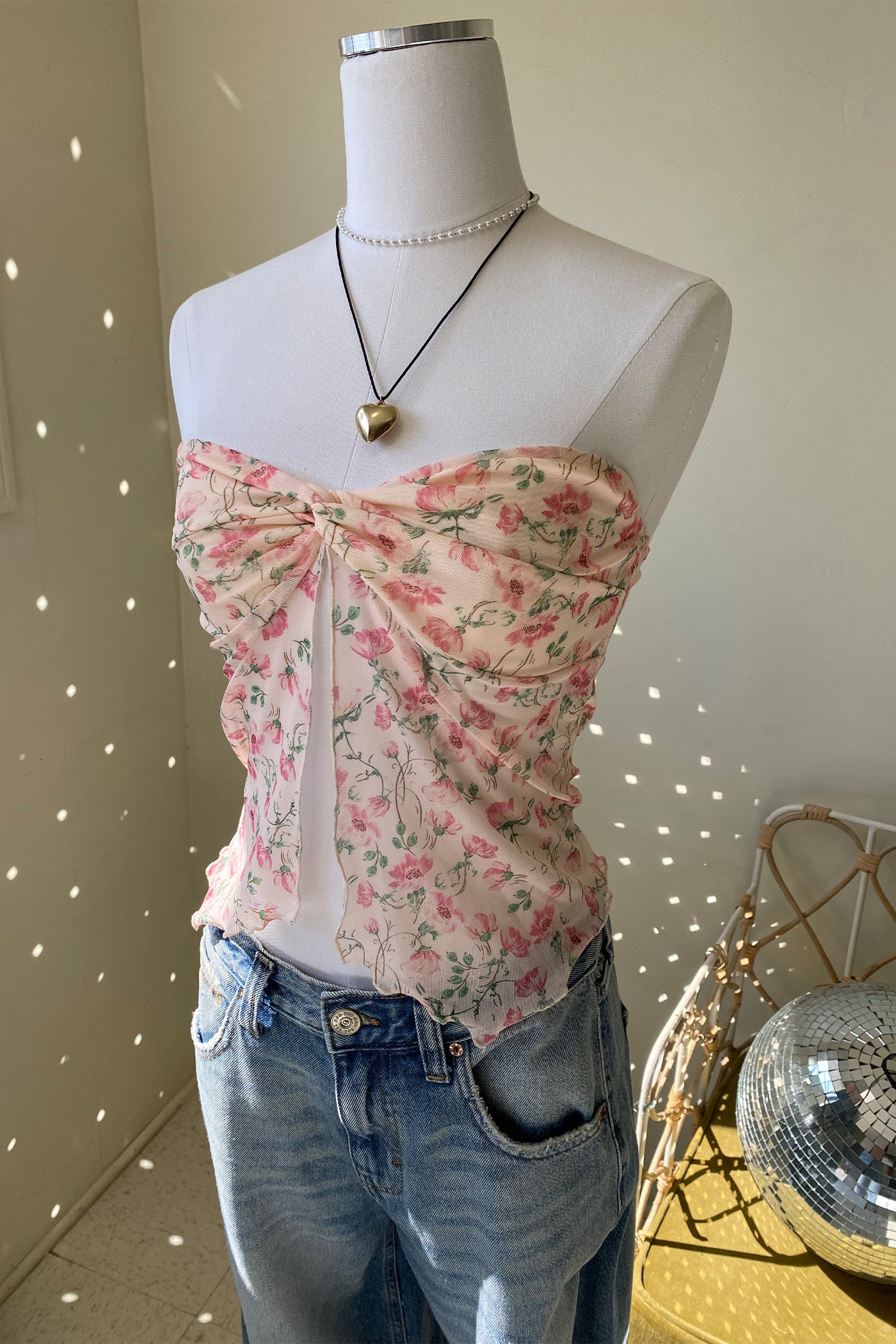 Peach Split Twist Front Tube Top
