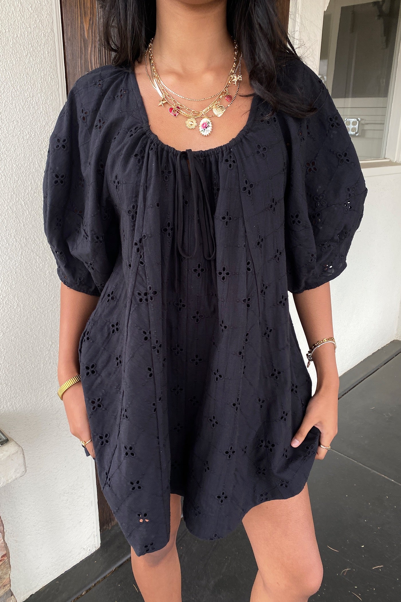 Oversized Puff Sleeve Romper by For Good