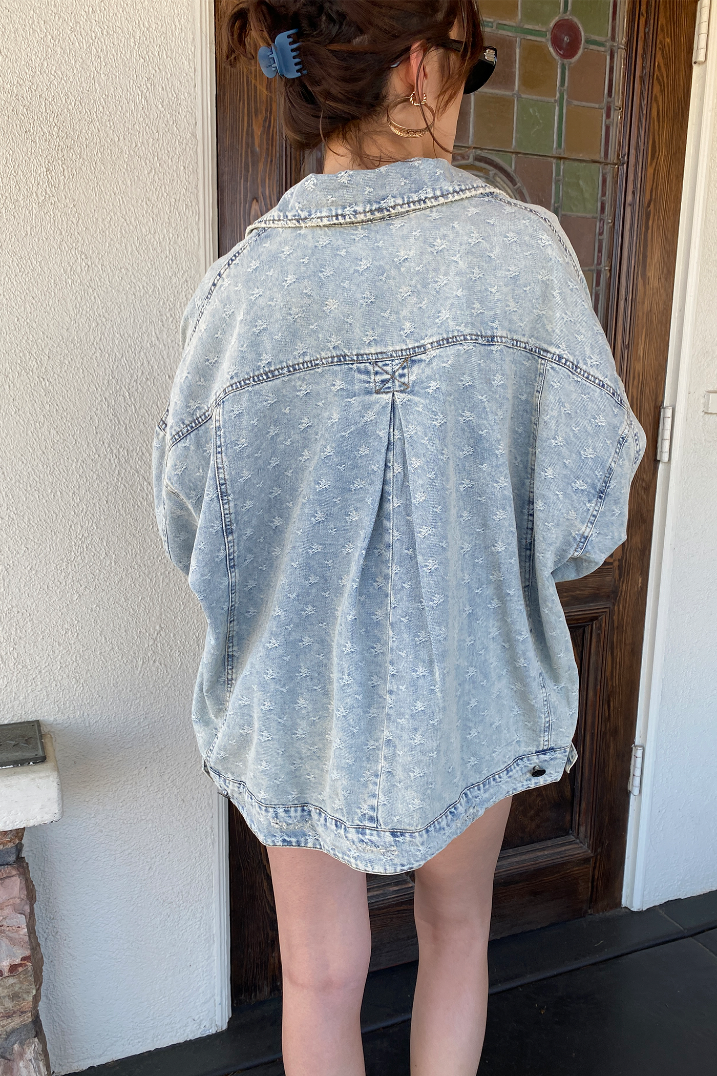 Distressed Denim Jacket by For Good