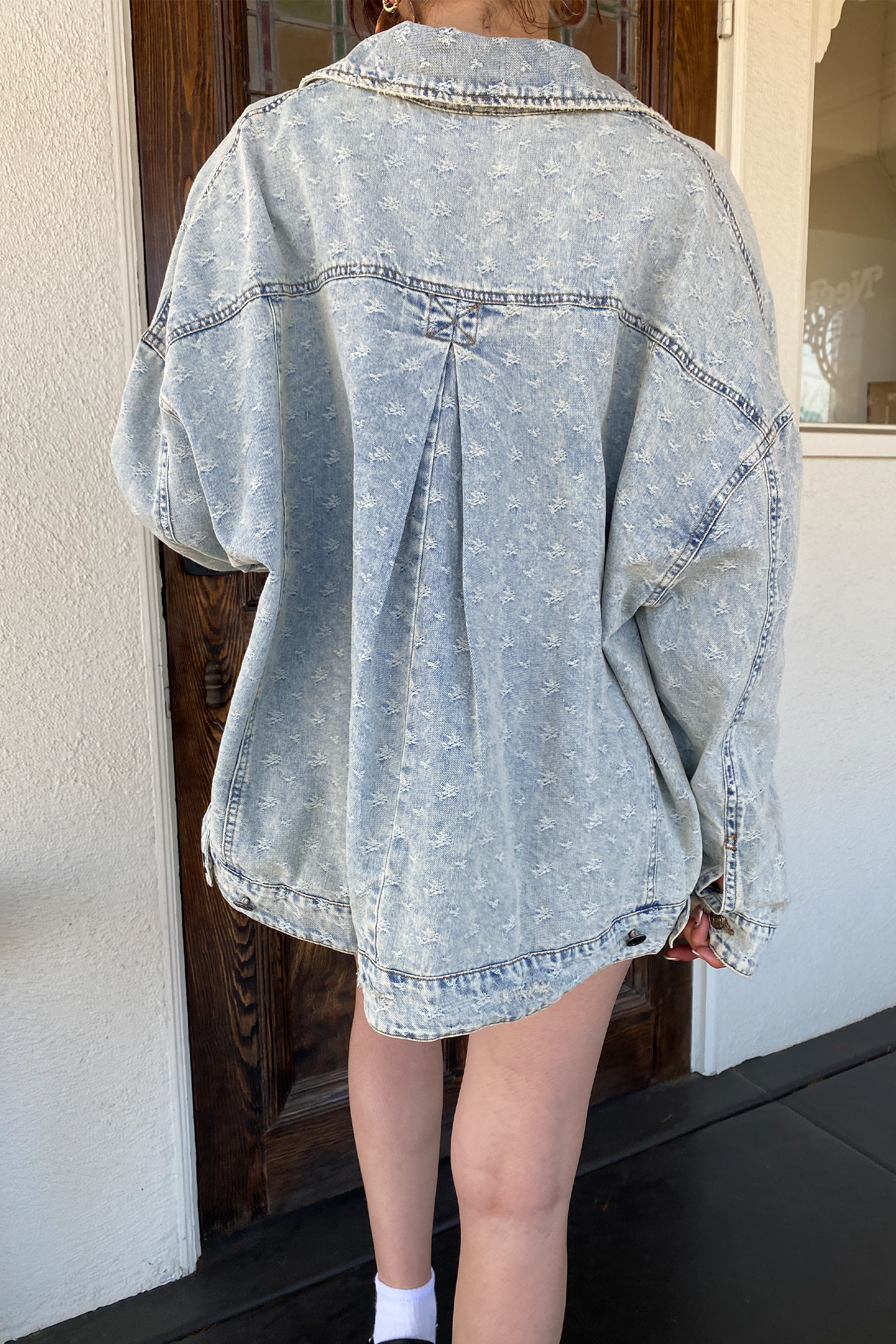 Distressed Denim Jacket by For Good