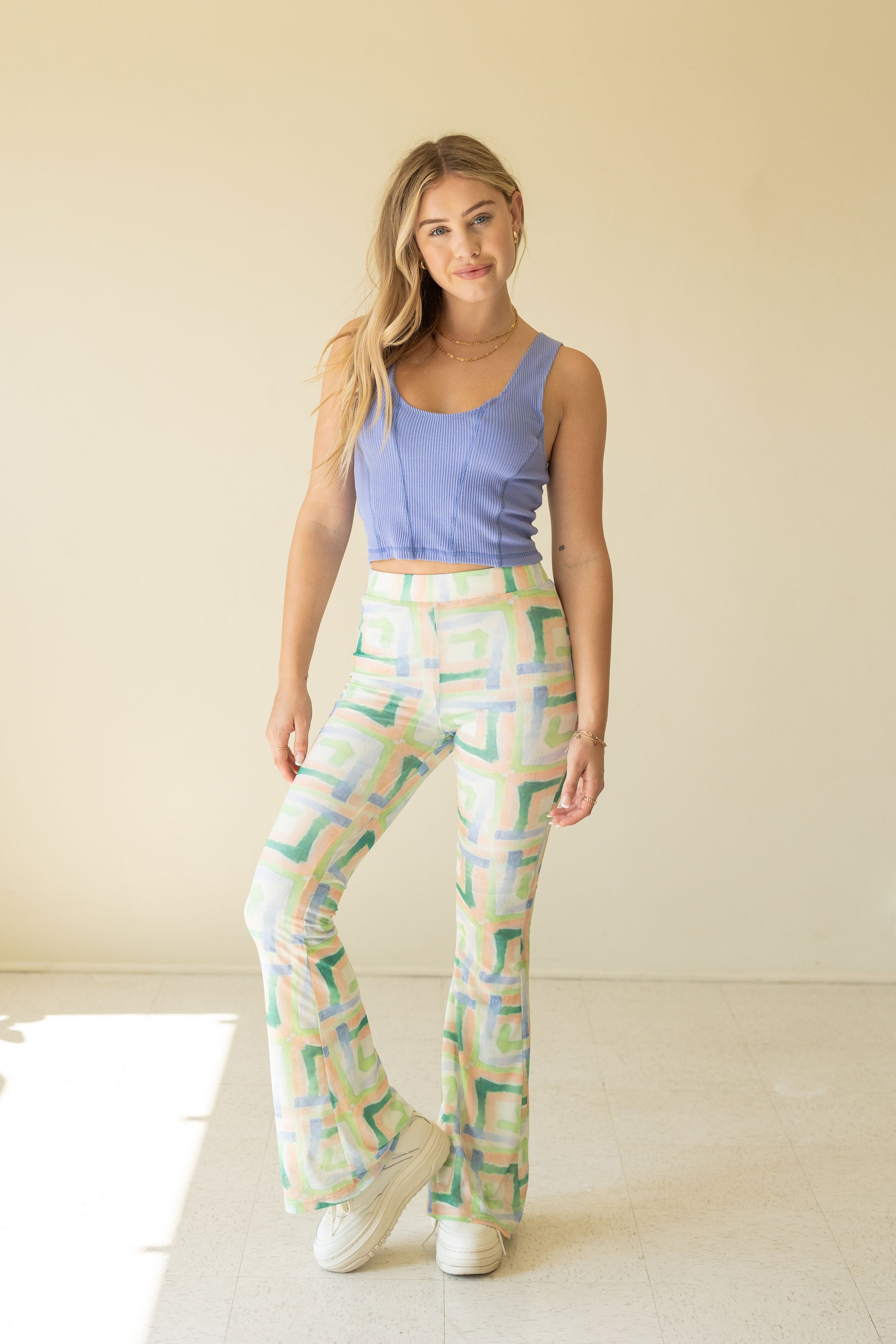 You First Geo Print Flare Pants