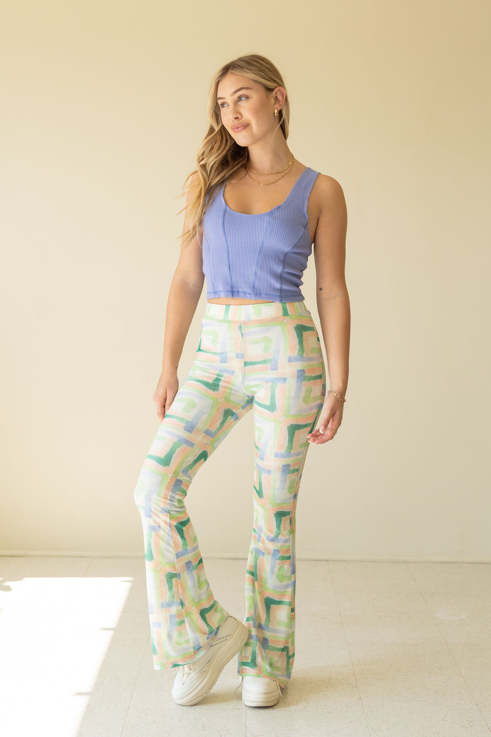 You First Geo Print Flare Pants