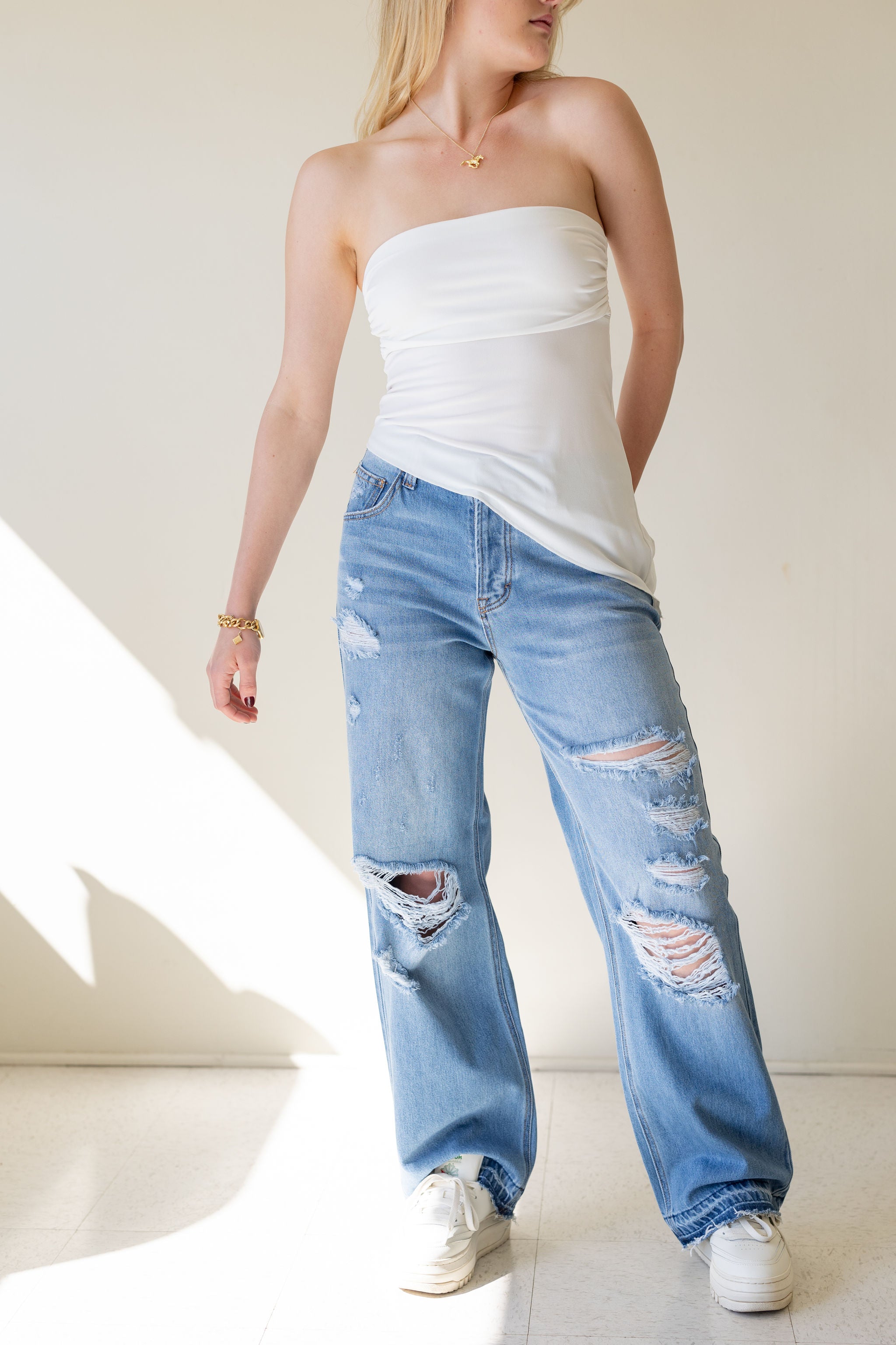 Vintage Low Rise Distress Jeans by Nectar Premium Denim
