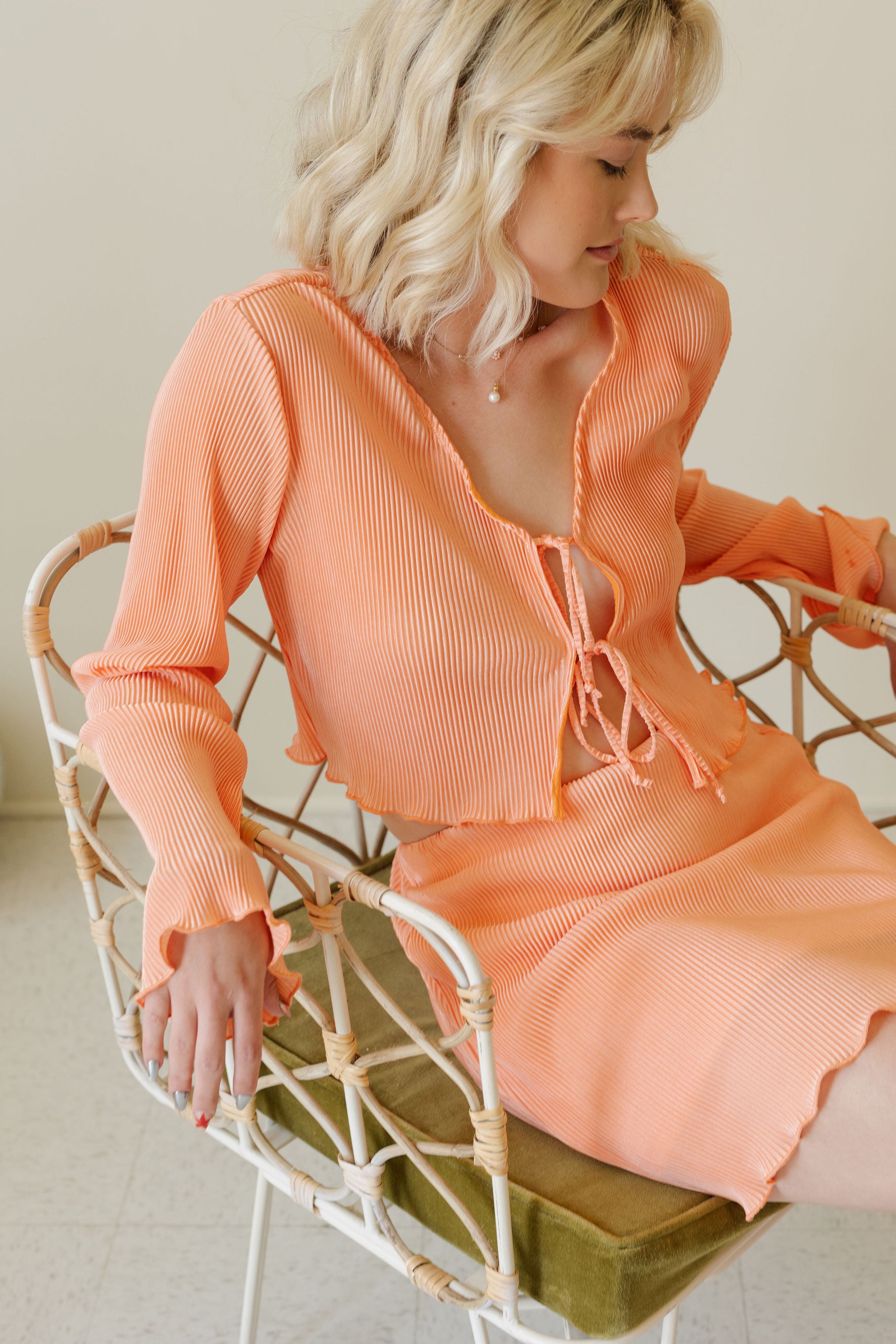 Little Longer Pleated Satin Top