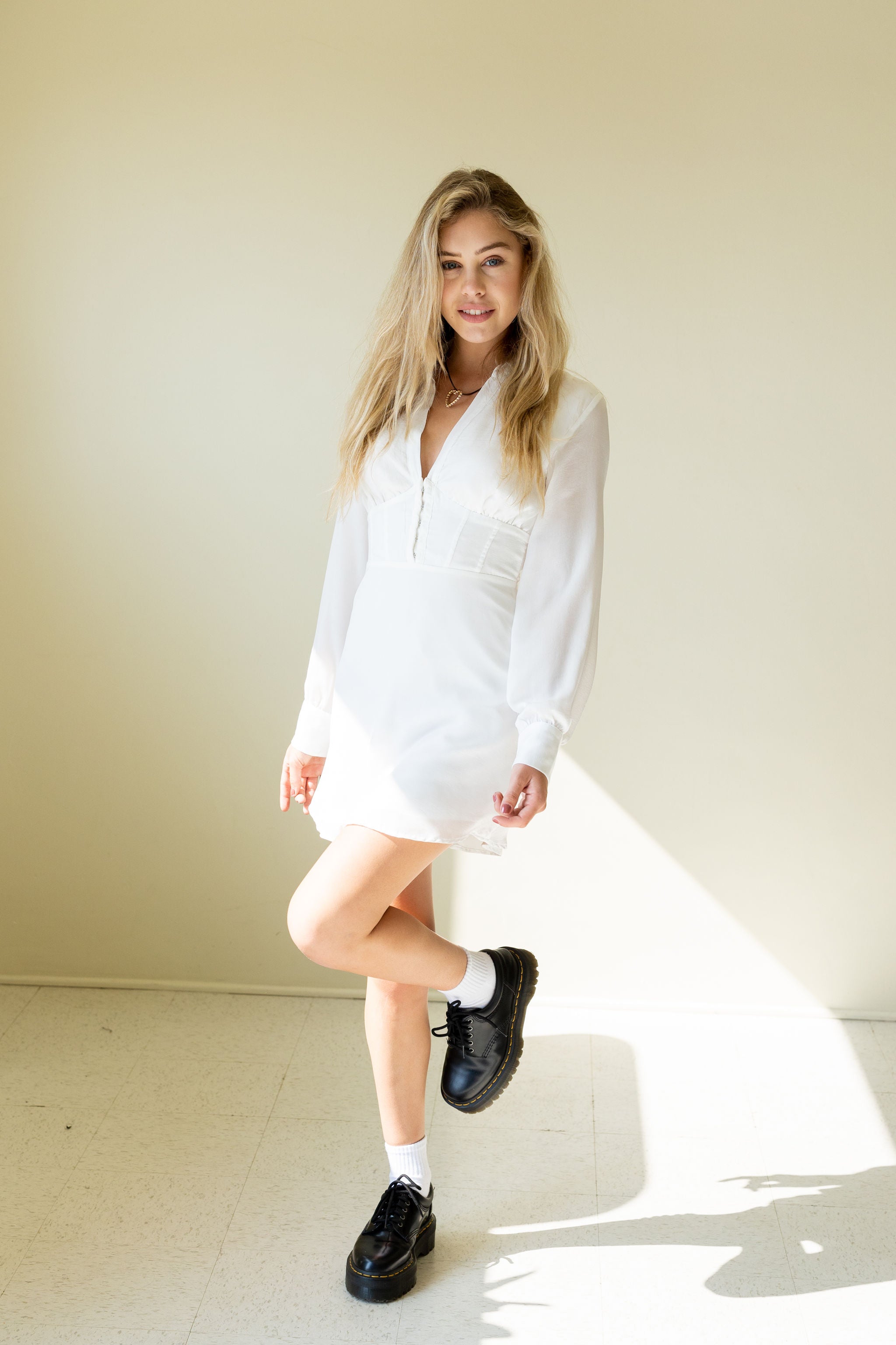 On Display Long Sleeve Corseted Tunic Dress