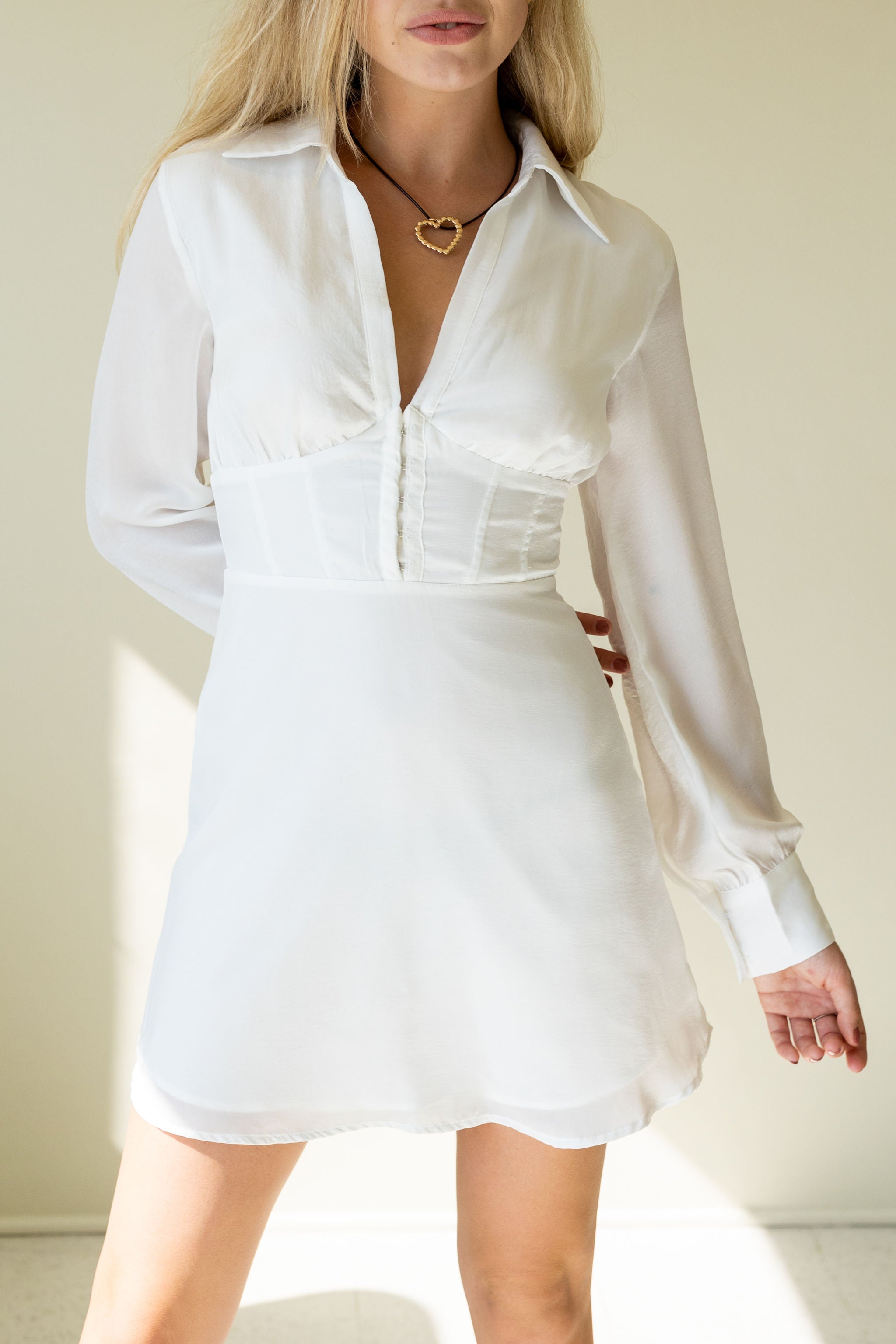 On Display Long Sleeve Corseted Tunic Dress