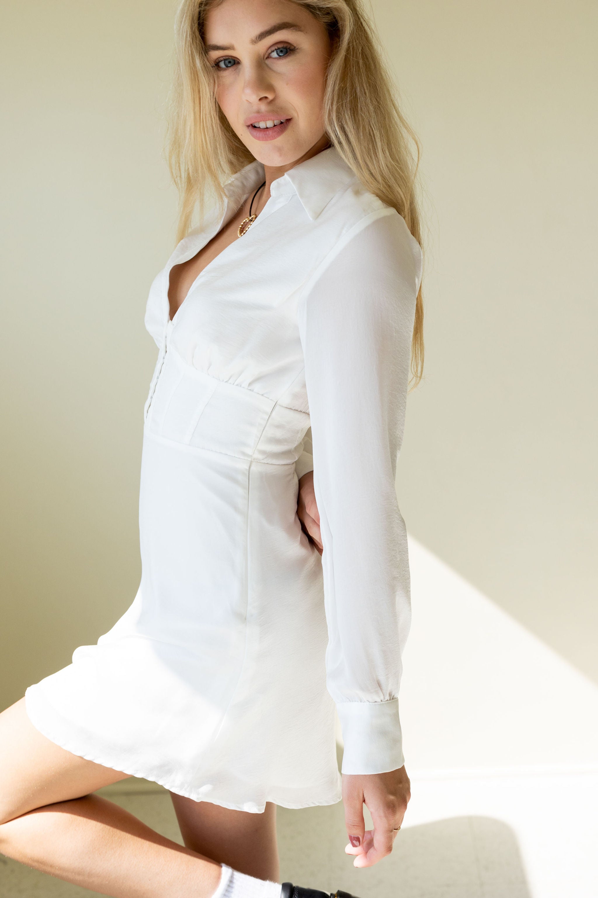 On Display Long Sleeve Corseted Tunic Dress