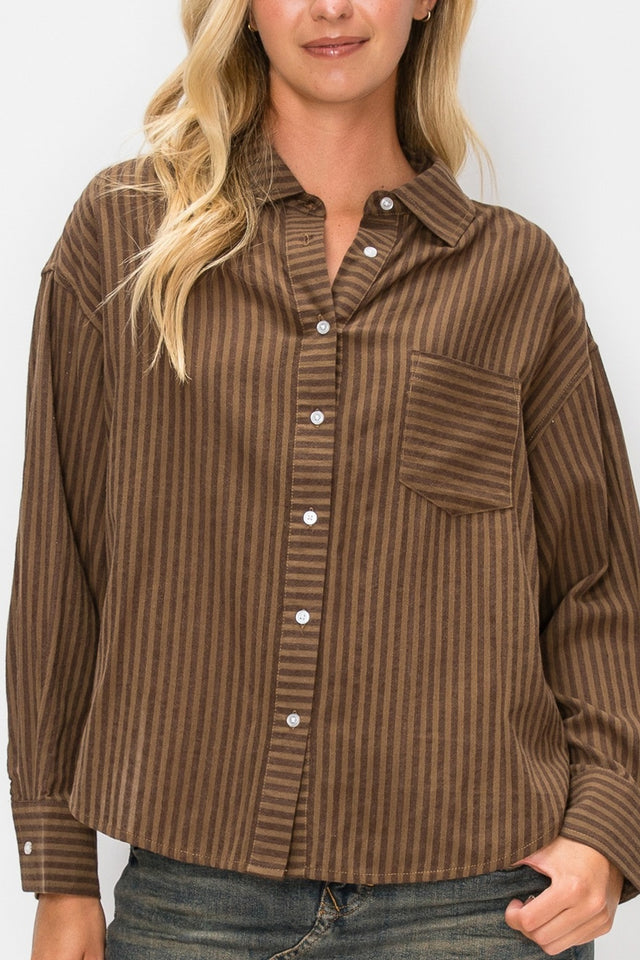 Pinstripe Button-Up Shirt