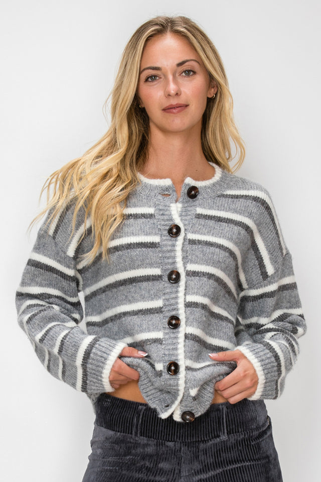 Stripe Button Cardigan