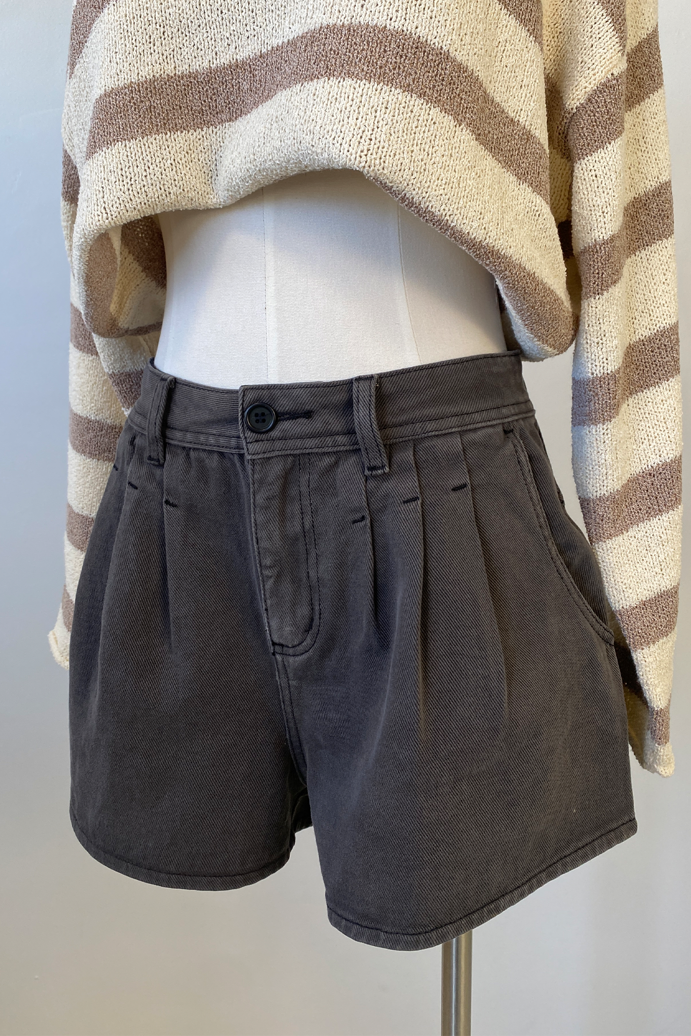 Pleated Denim Shorts by For Good