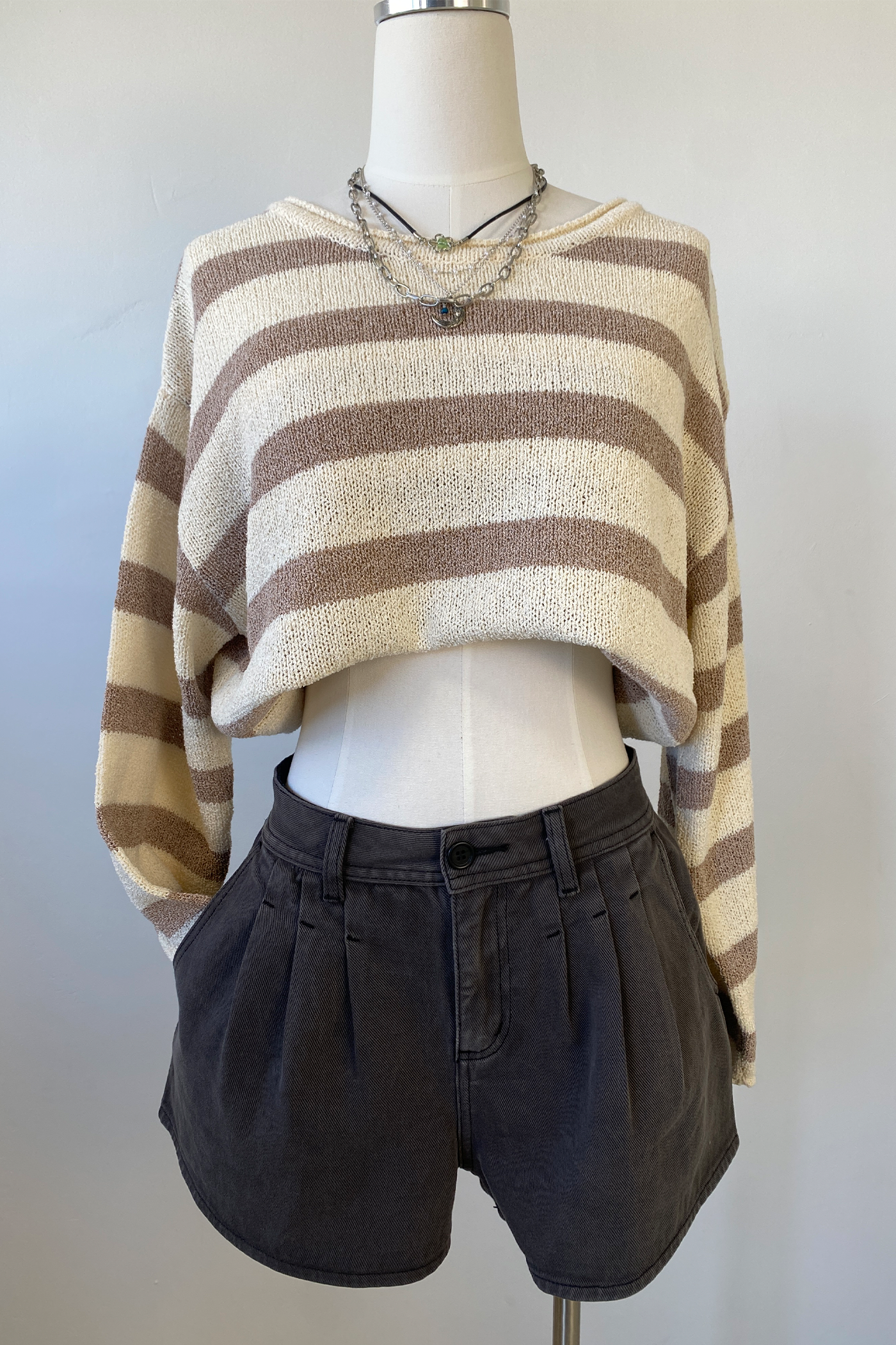 Pleated Denim Shorts by For Good