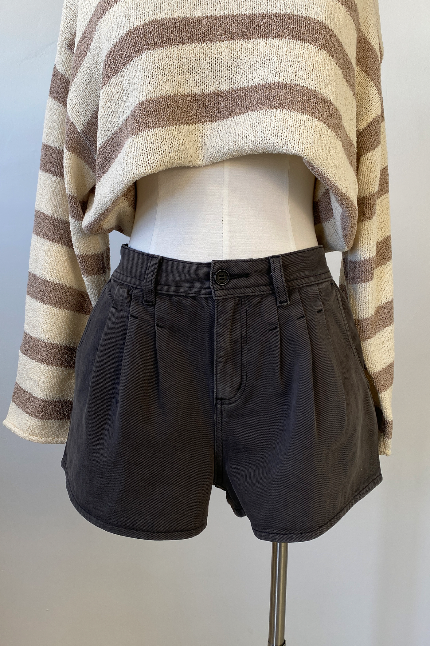 Pleated Denim Shorts by For Good