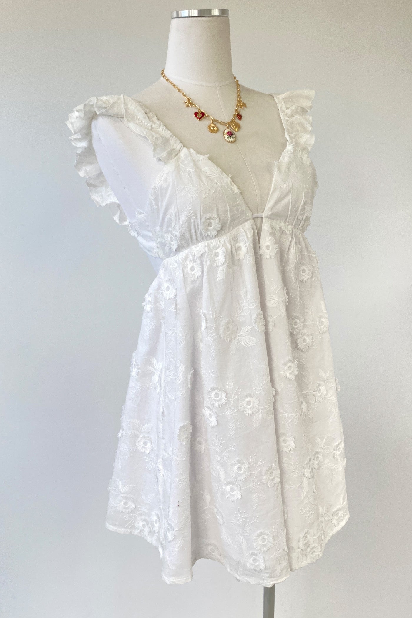 Floral Embroidered Mini Dress