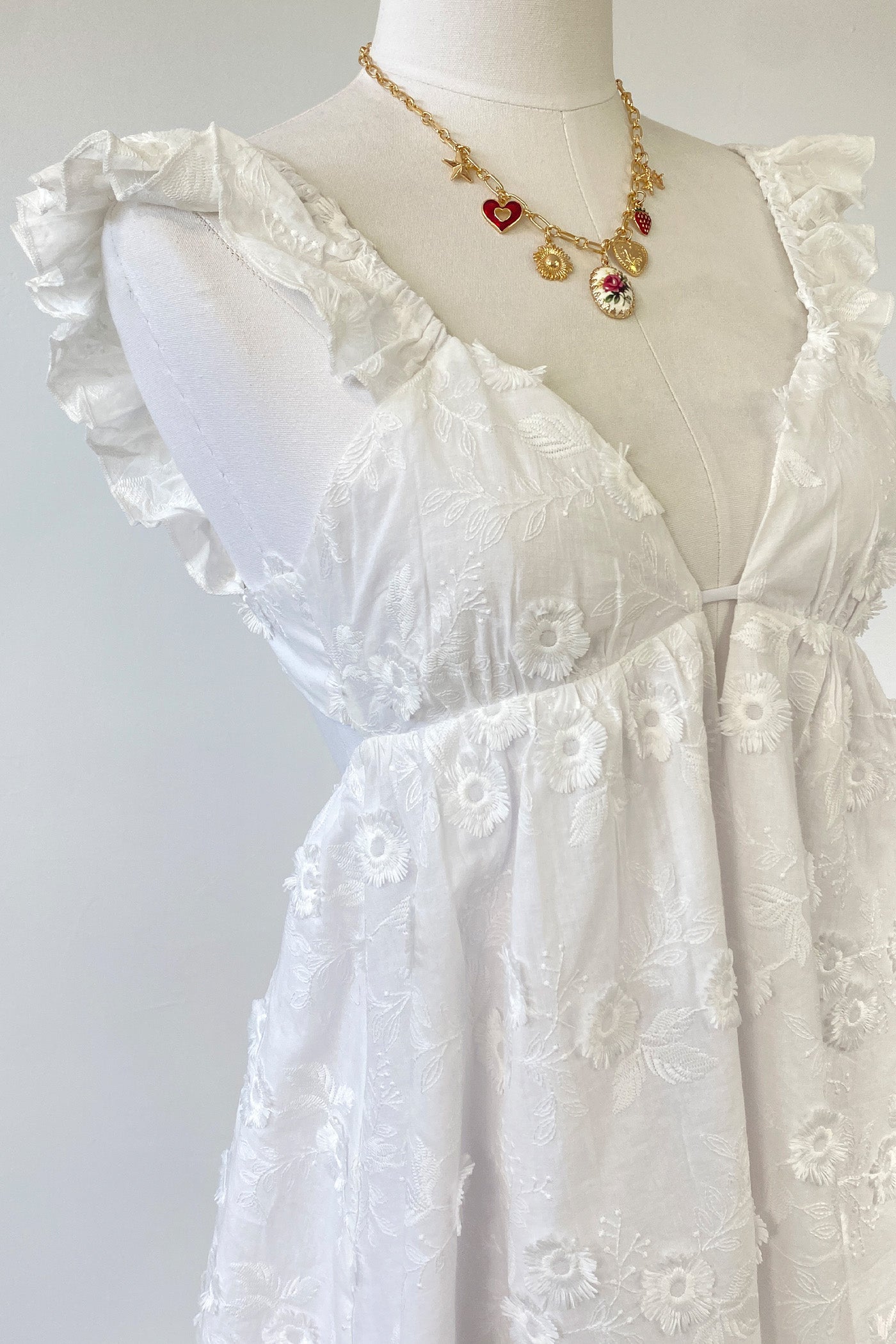 Floral Embroidered Mini Dress