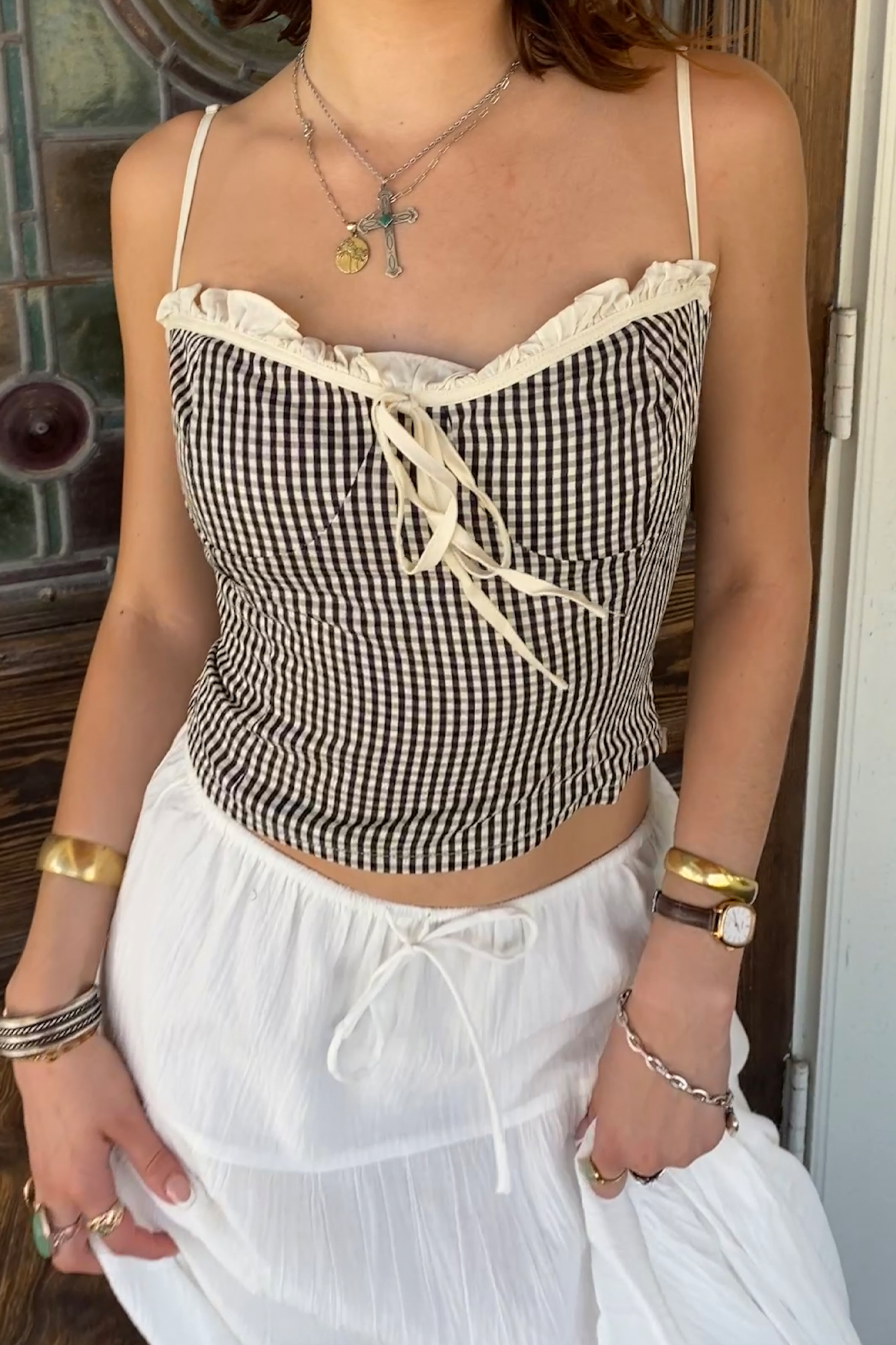 Gingham Corset Top