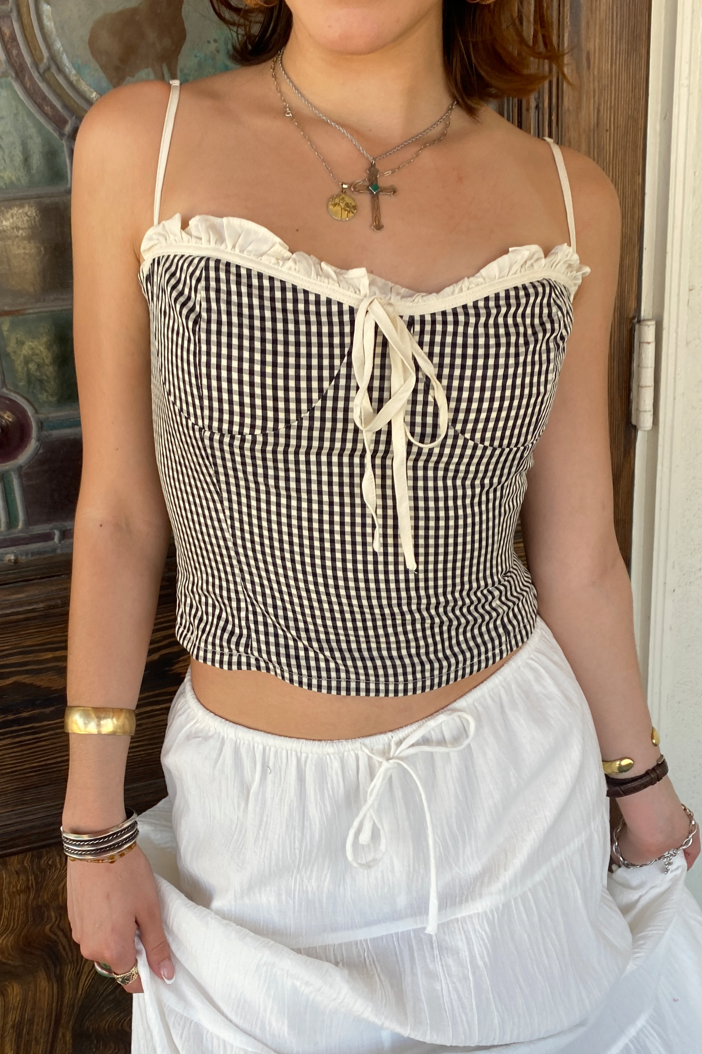 Gingham Corset Top