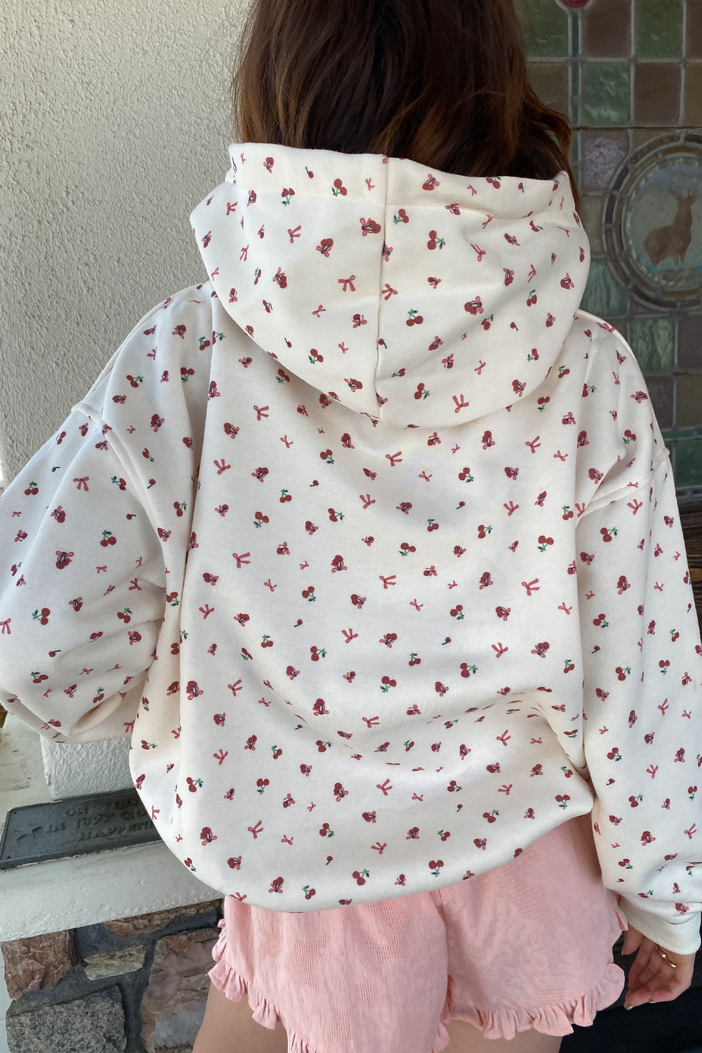 Cherry & Bow Print Hoodie