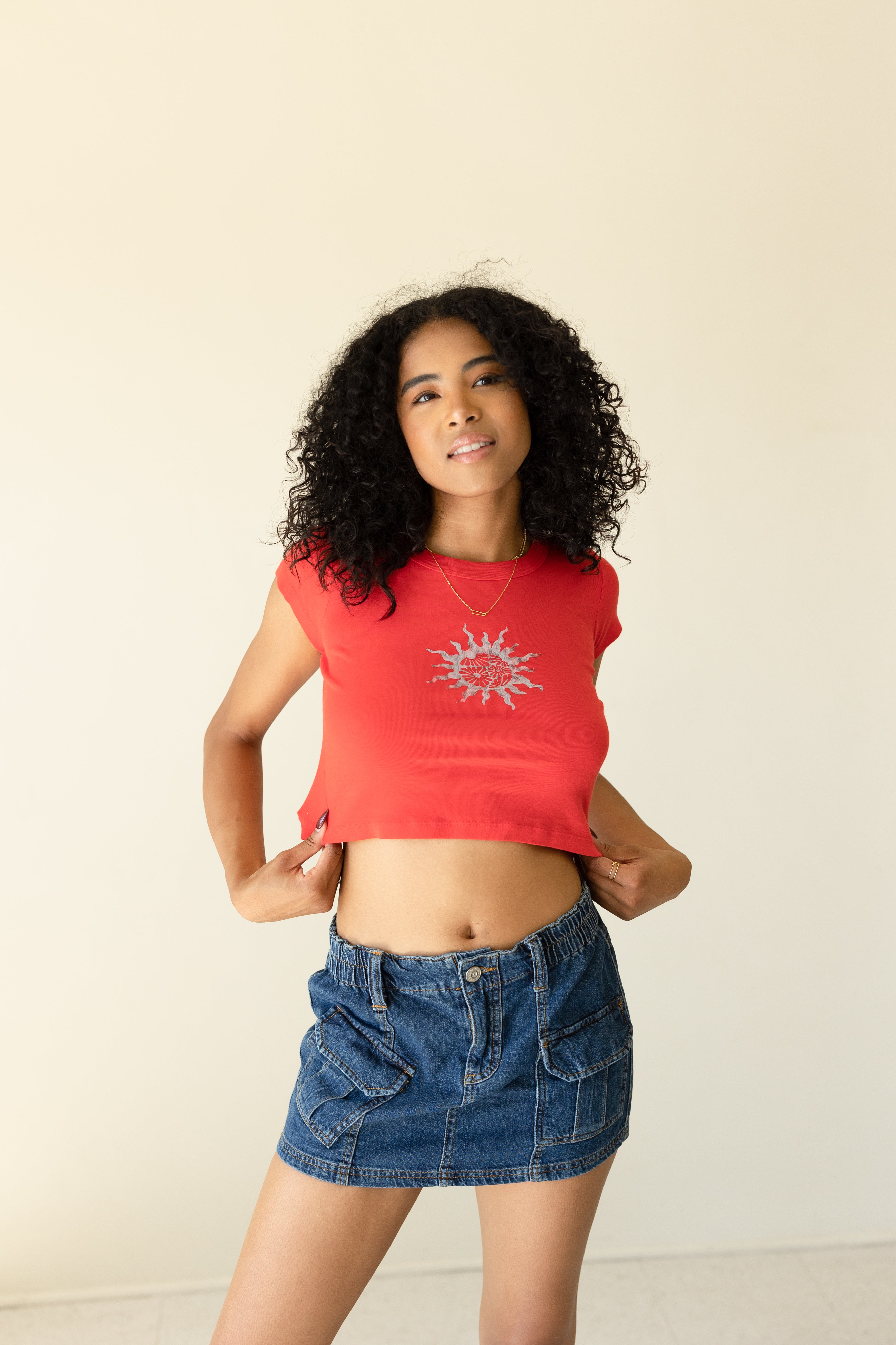 Sun Graphic Baby Crop Tee