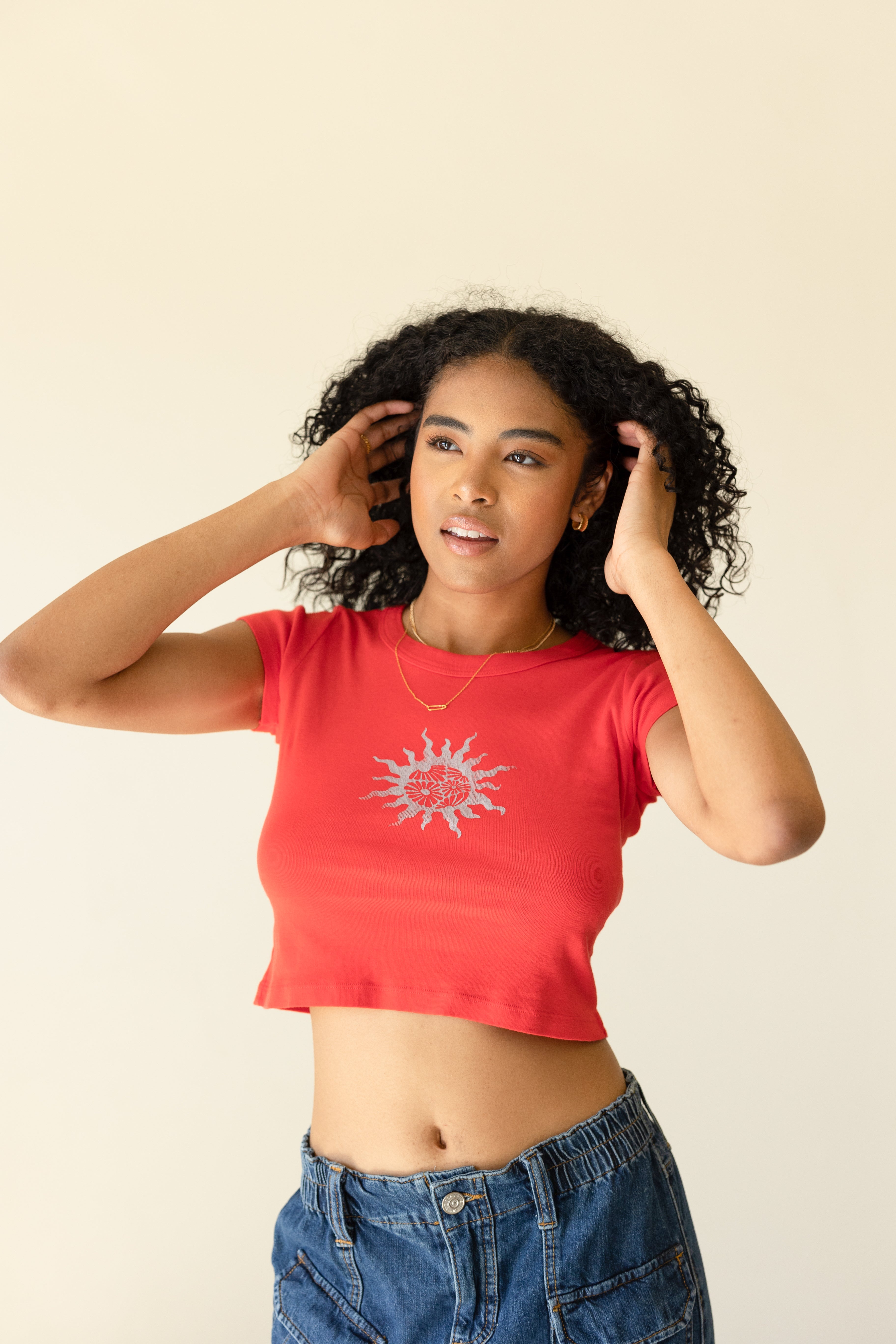 Sun Graphic Baby Crop Tee