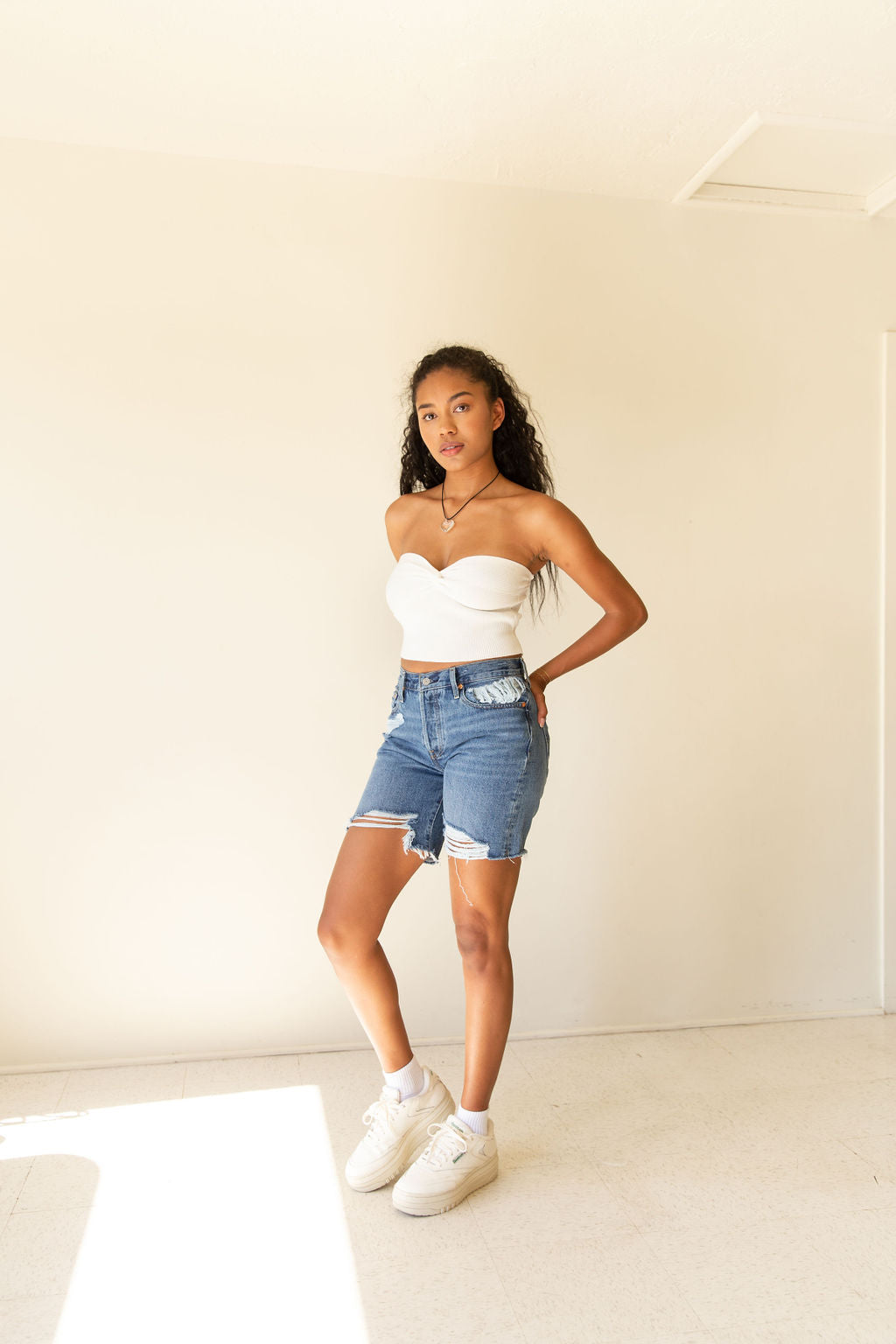 Burning Up Twist Front Strapless Top