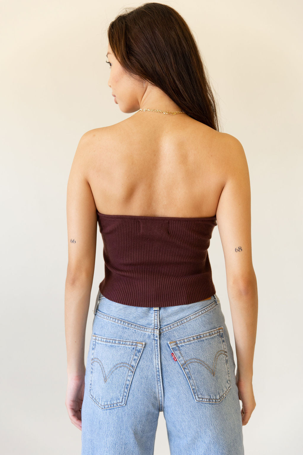 Burning Up Twist Front Strapless Top