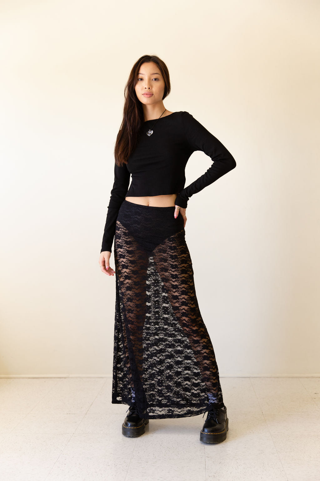 Bad Company Sheer Floral Maxi Skirt