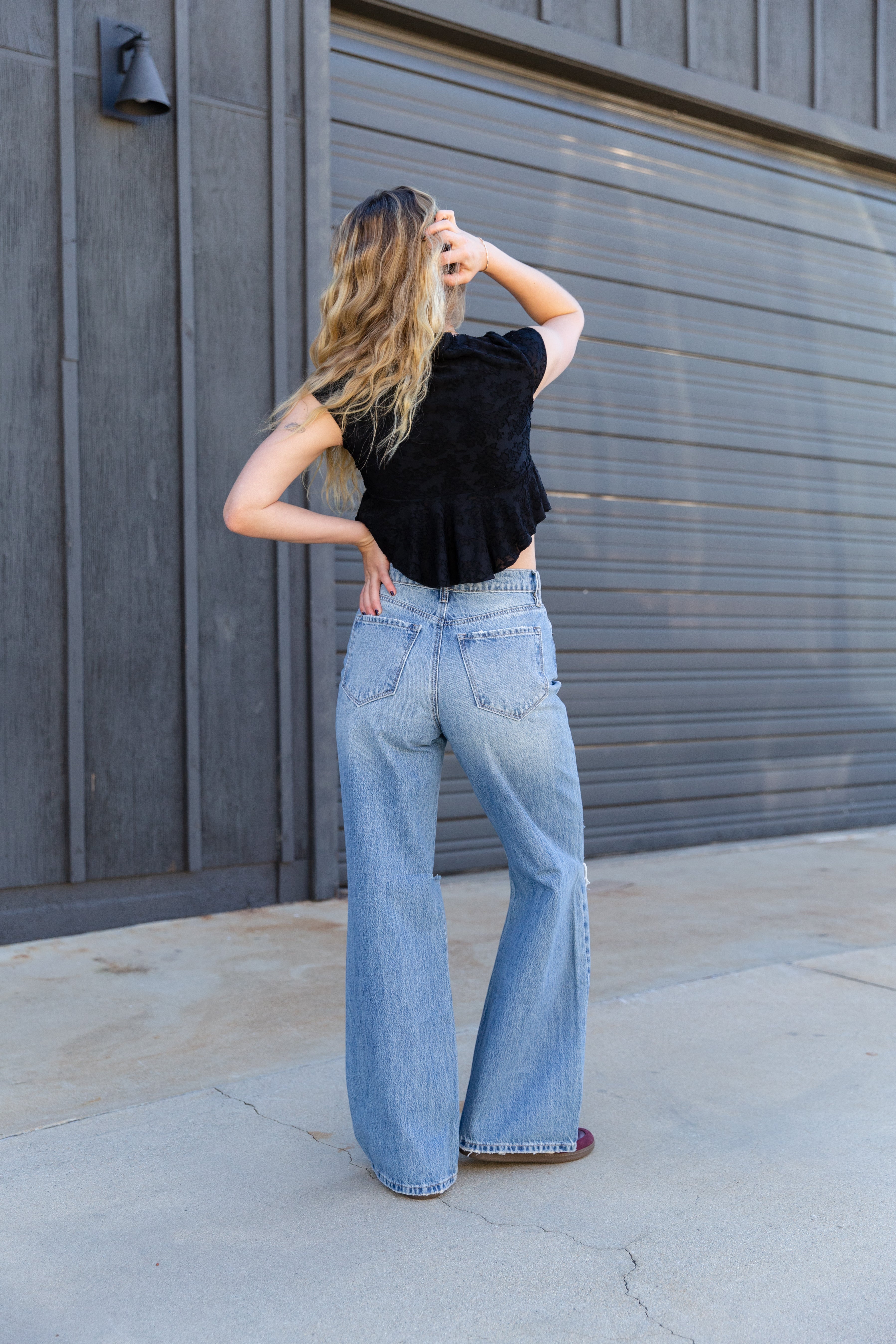 Nectar Premium Denim: The Olivine Wide Leg Distress Jeans