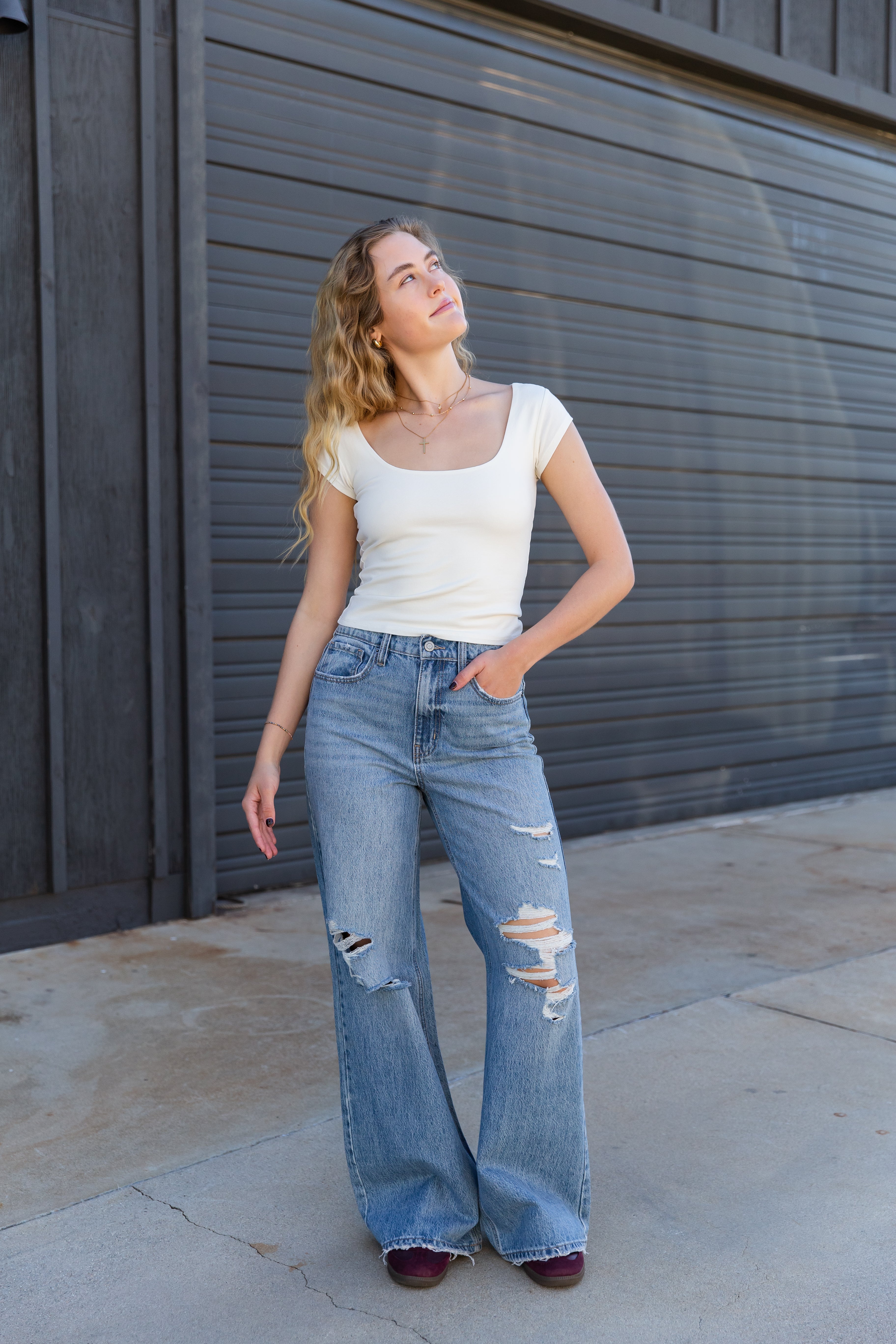 Basic Square Neck Short Sleeve Top