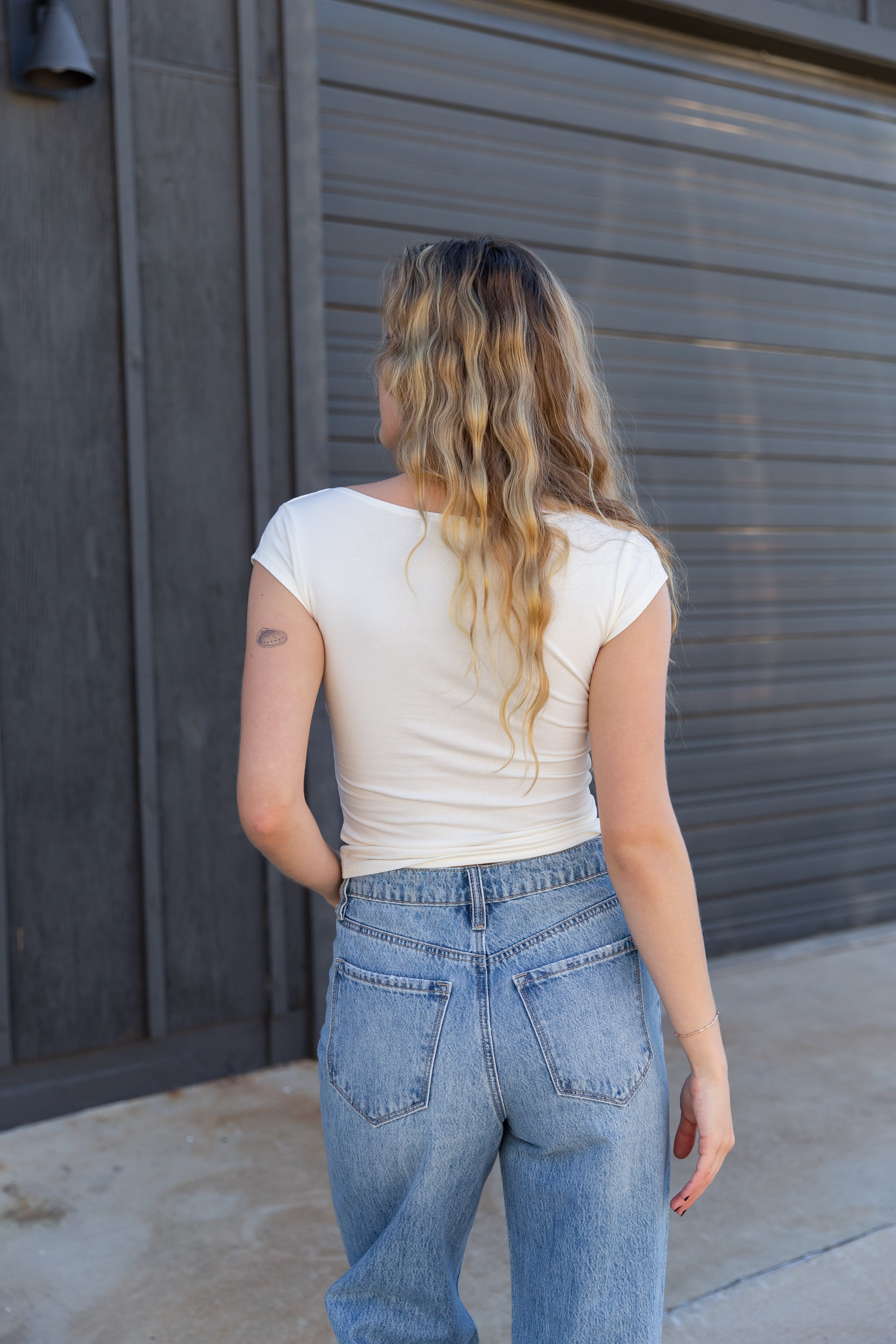 Basic Square Neck Short Sleeve Top