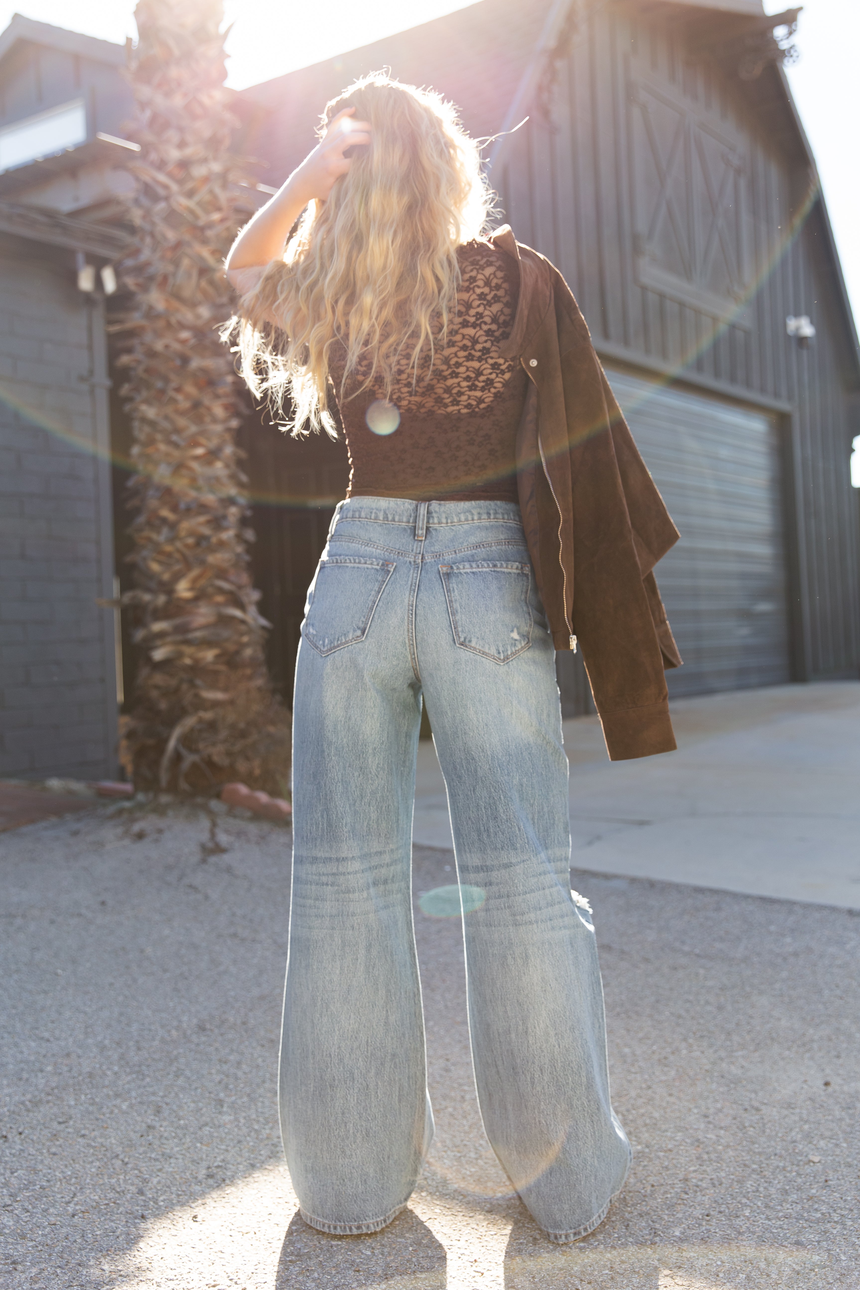 Nectar Premium Denim: The Olivine Distressed Wide Leg Jeans