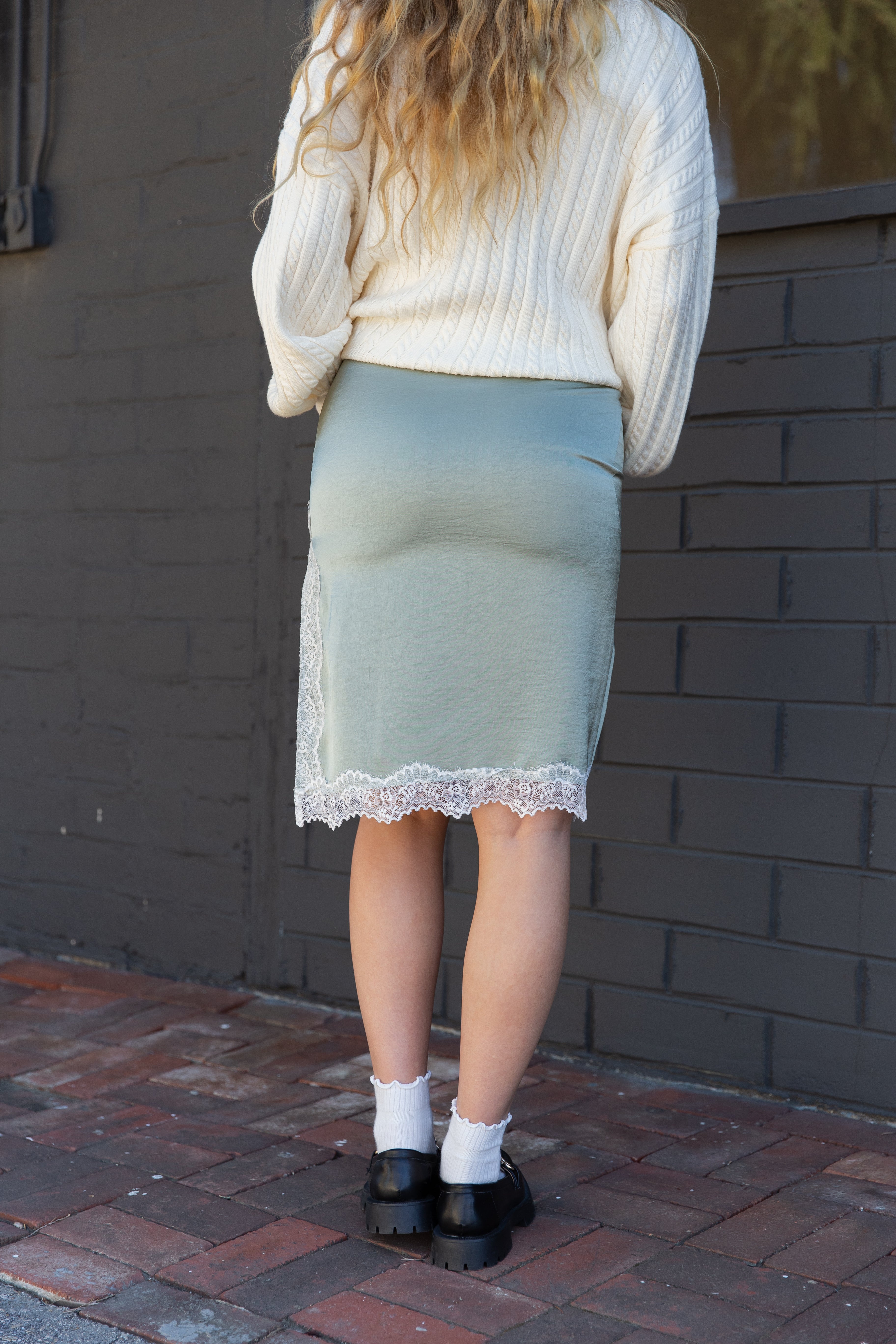 Lace Trim Midi Skirt