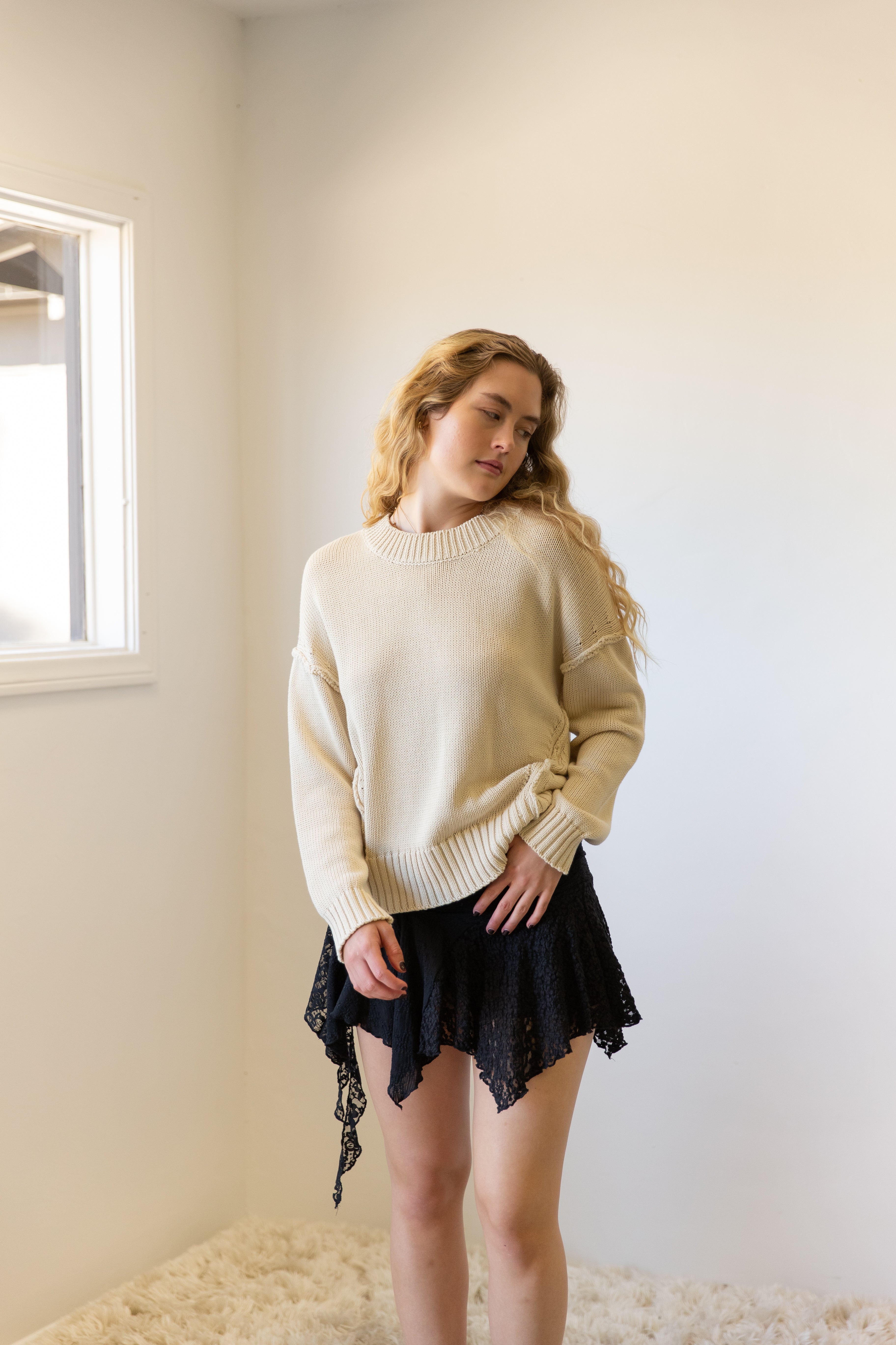 Reverse Stitch Knit Sweater