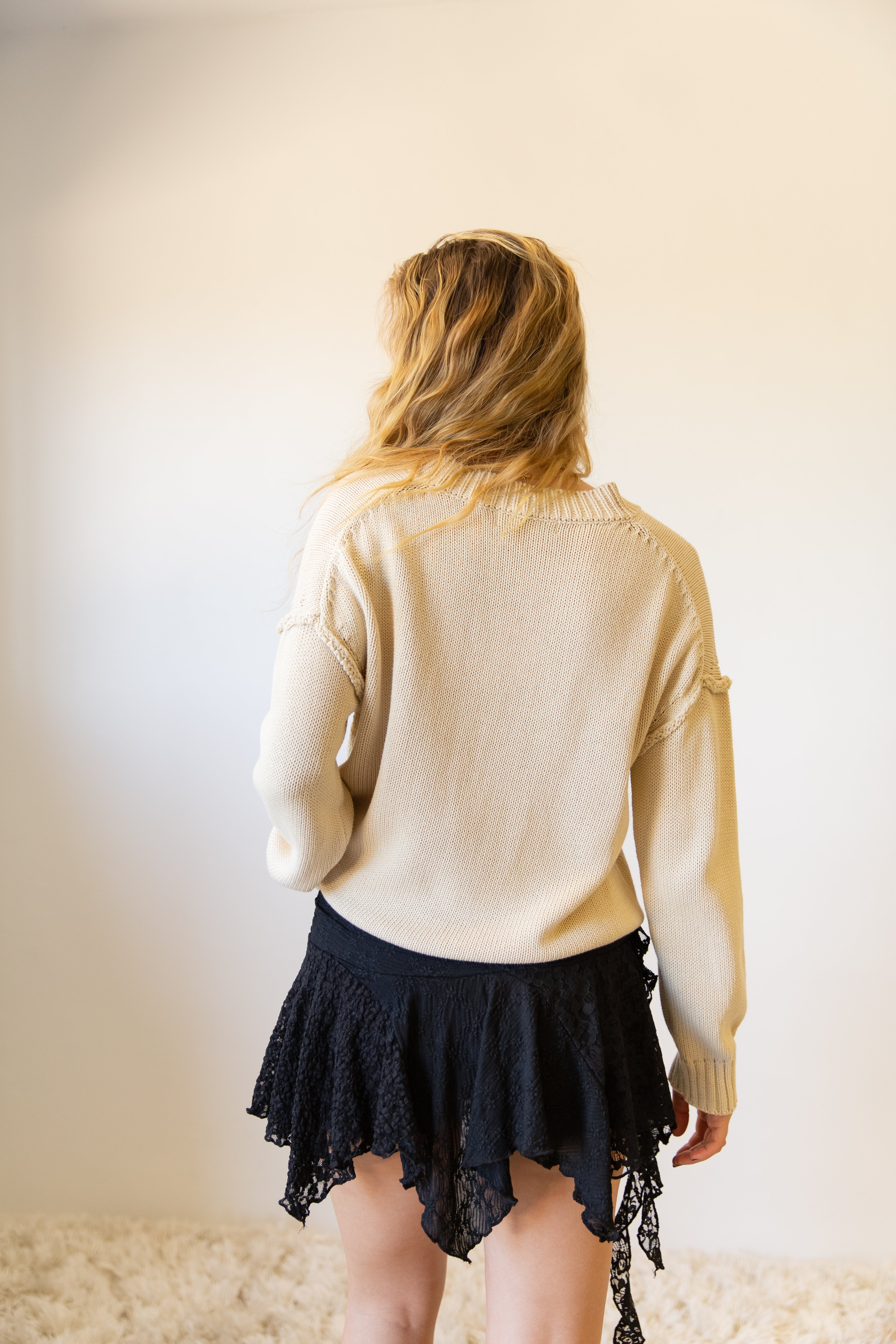 Reverse Stitch Knit Sweater