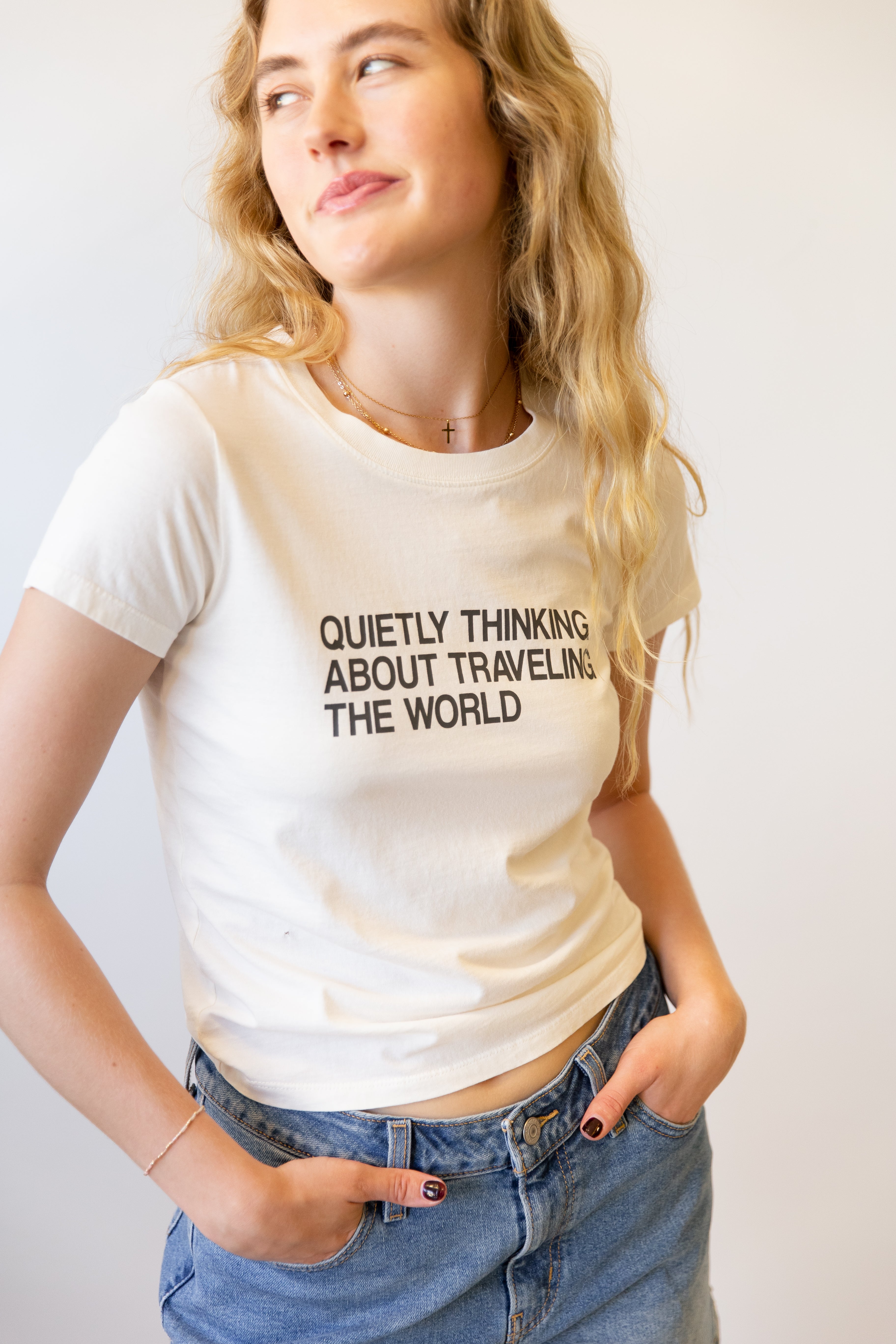 Traveling The World Long Loose Graphic Baby Tee