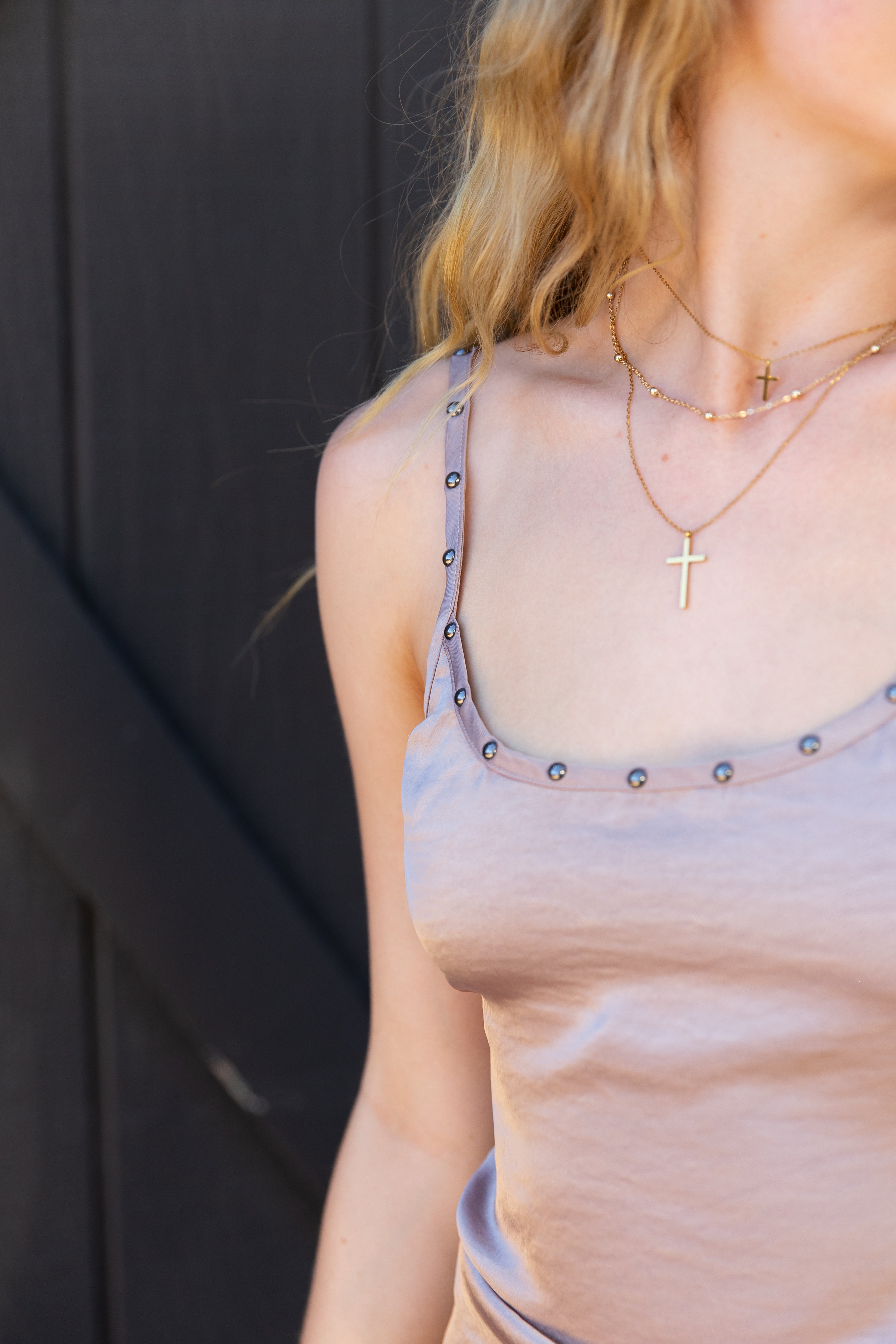 Satin Studded Mini Dress