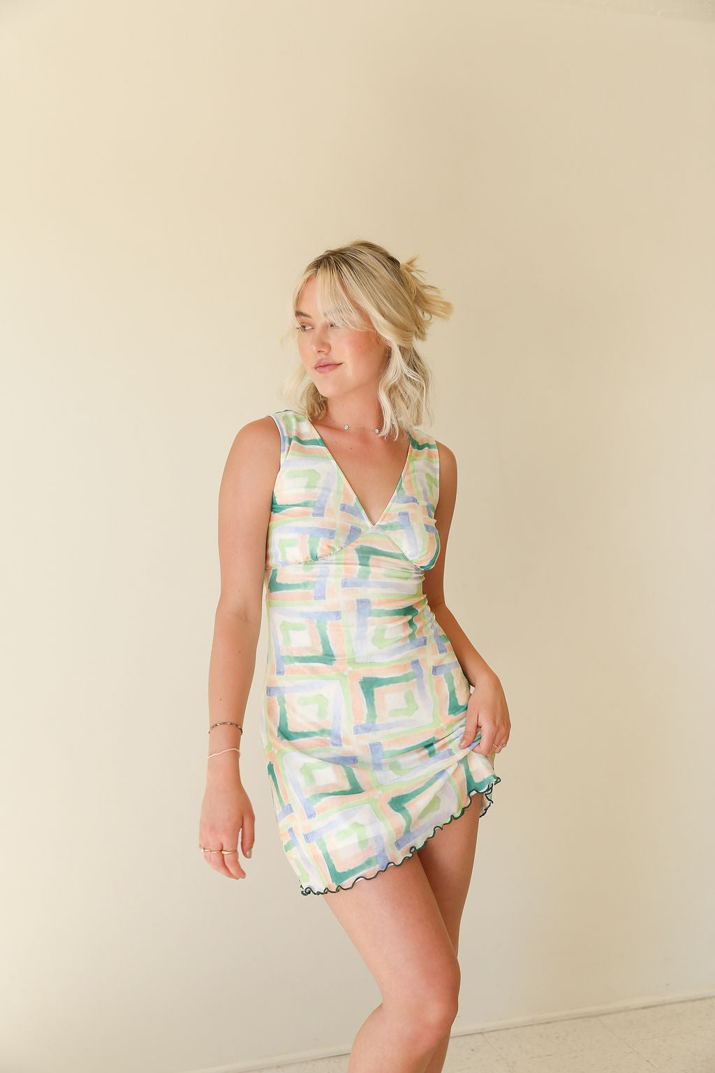Forgive You Sleeveless Geo Print Dress