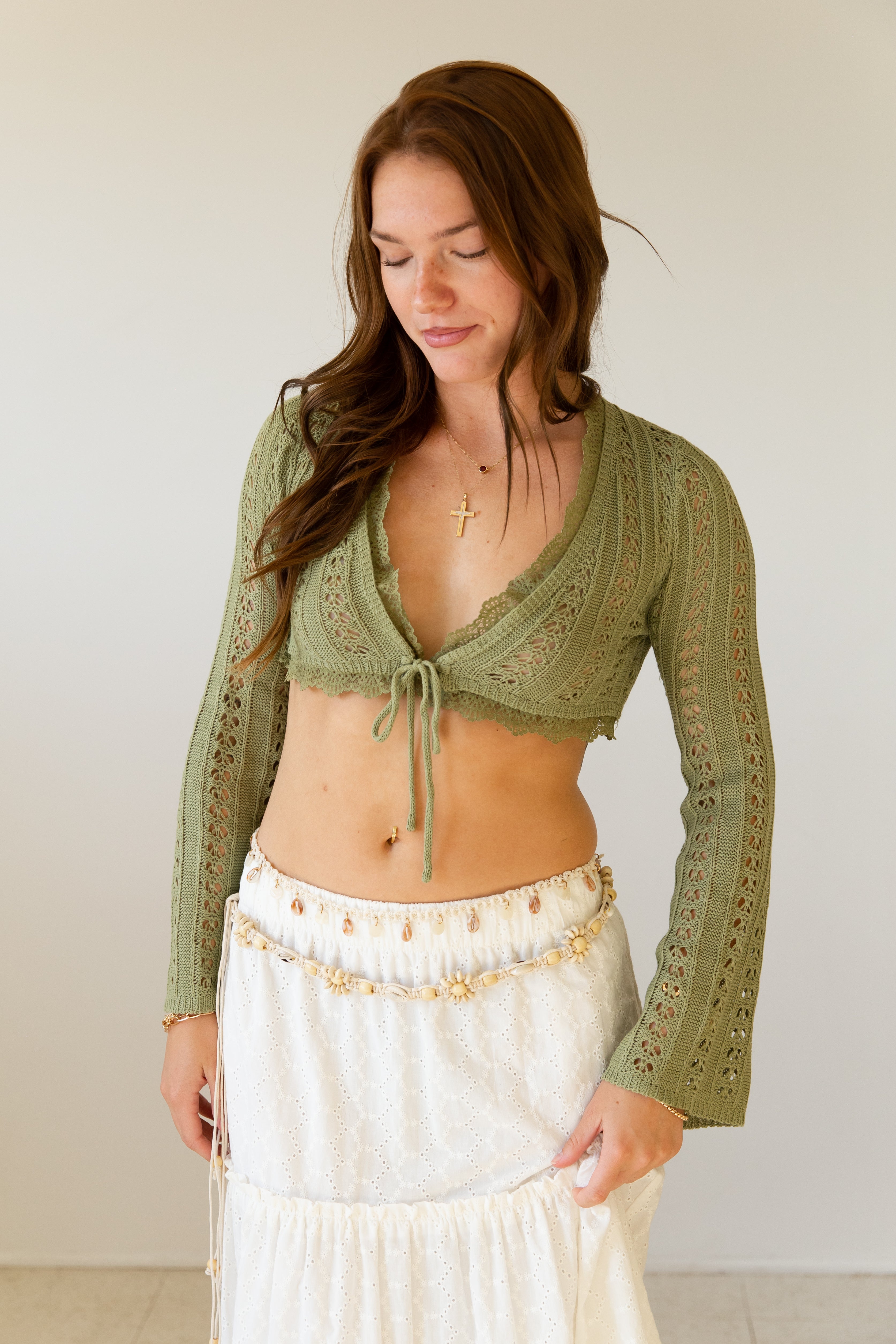 Crochet Tie-Front Crop Top