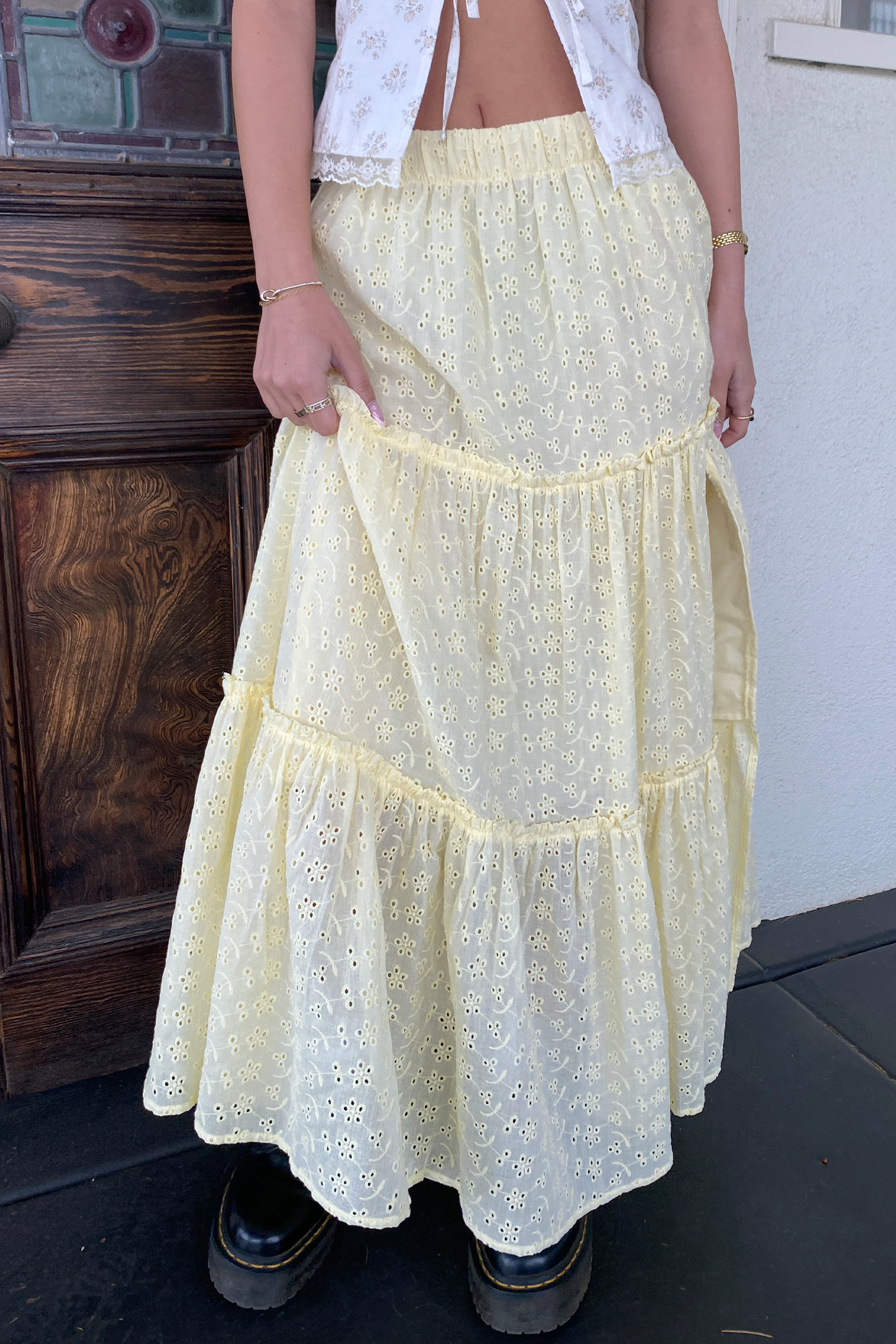 Eyelet Maxi Skirt