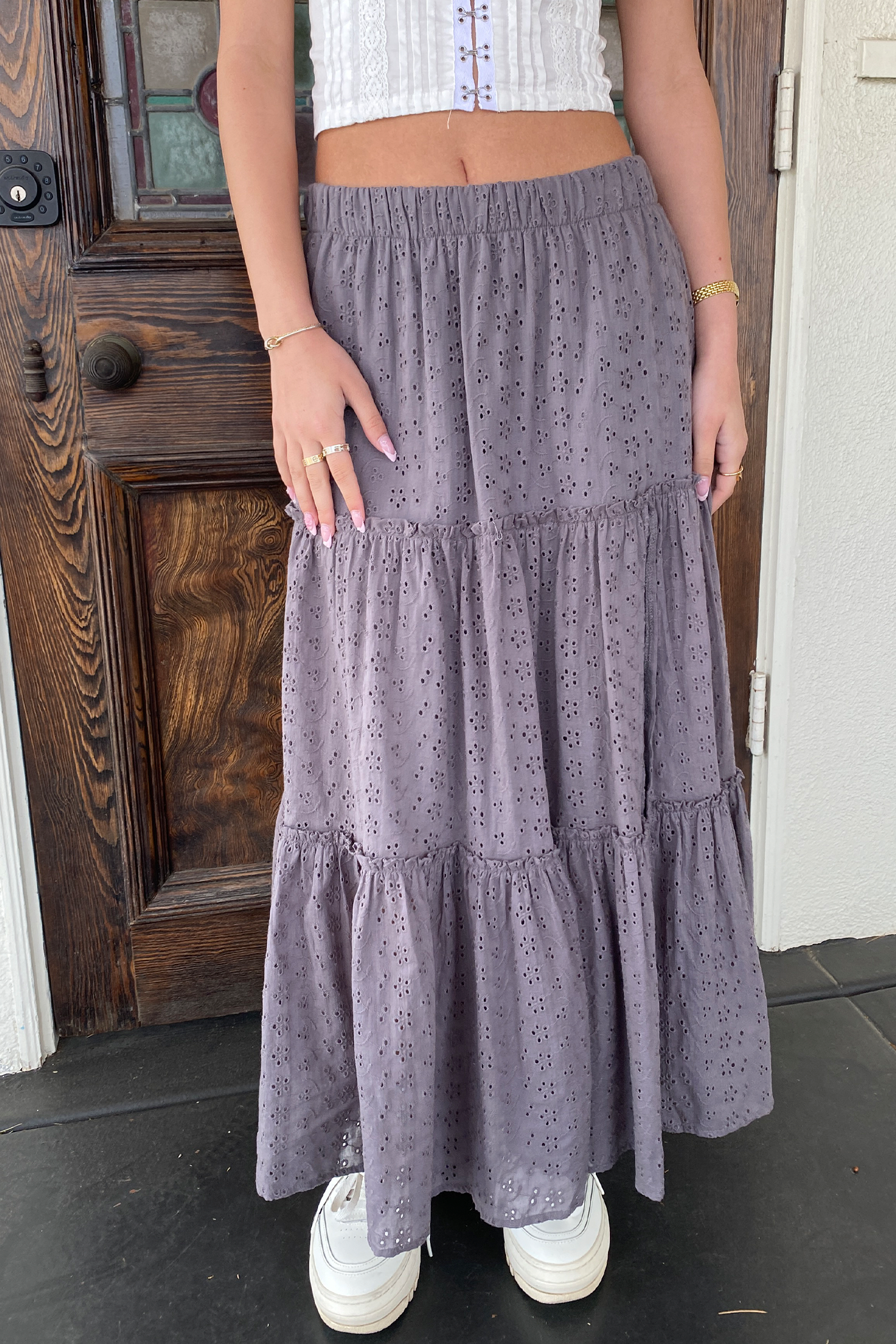 Eyelet Maxi Skirt