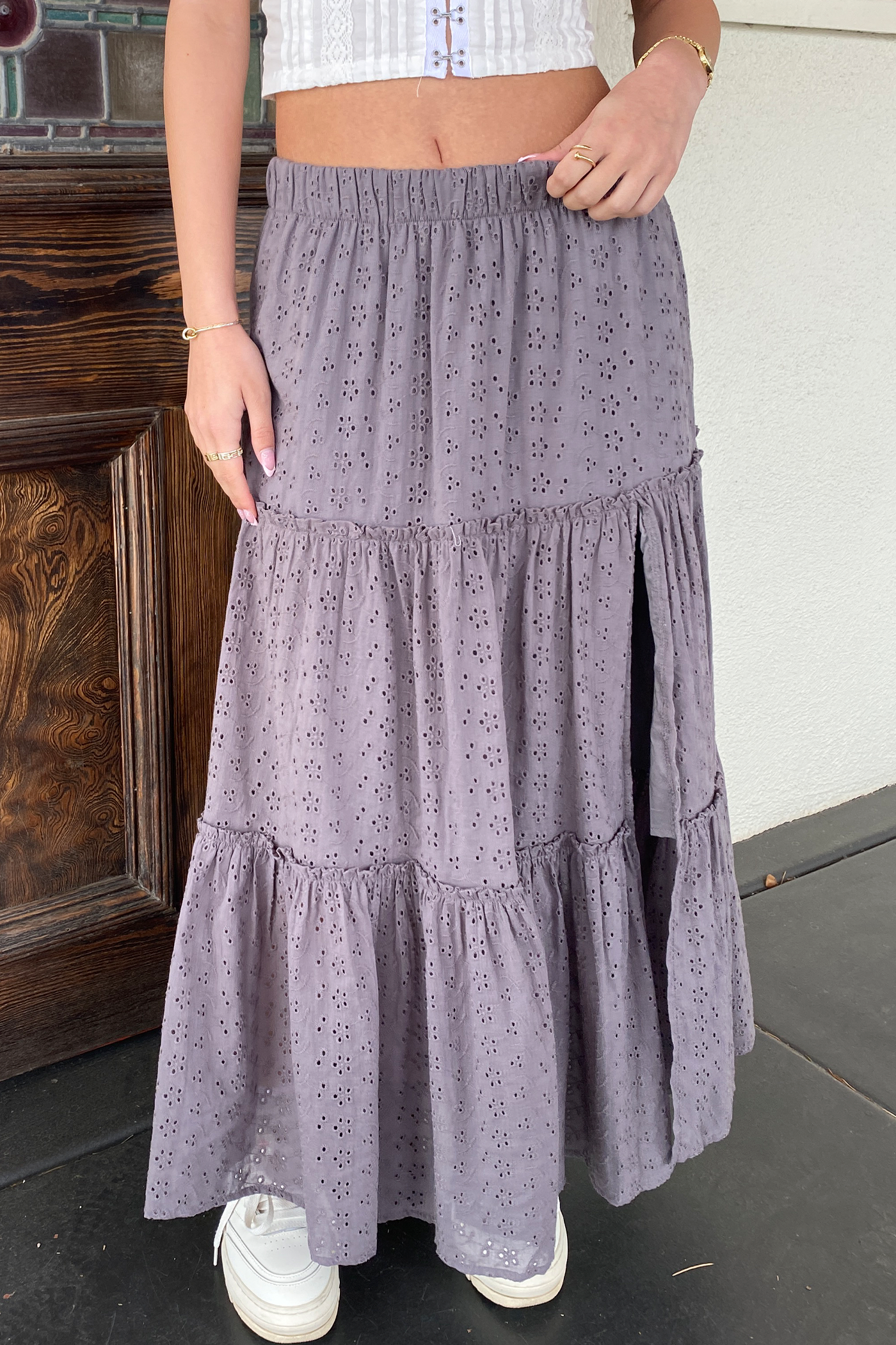 Eyelet Maxi Skirt