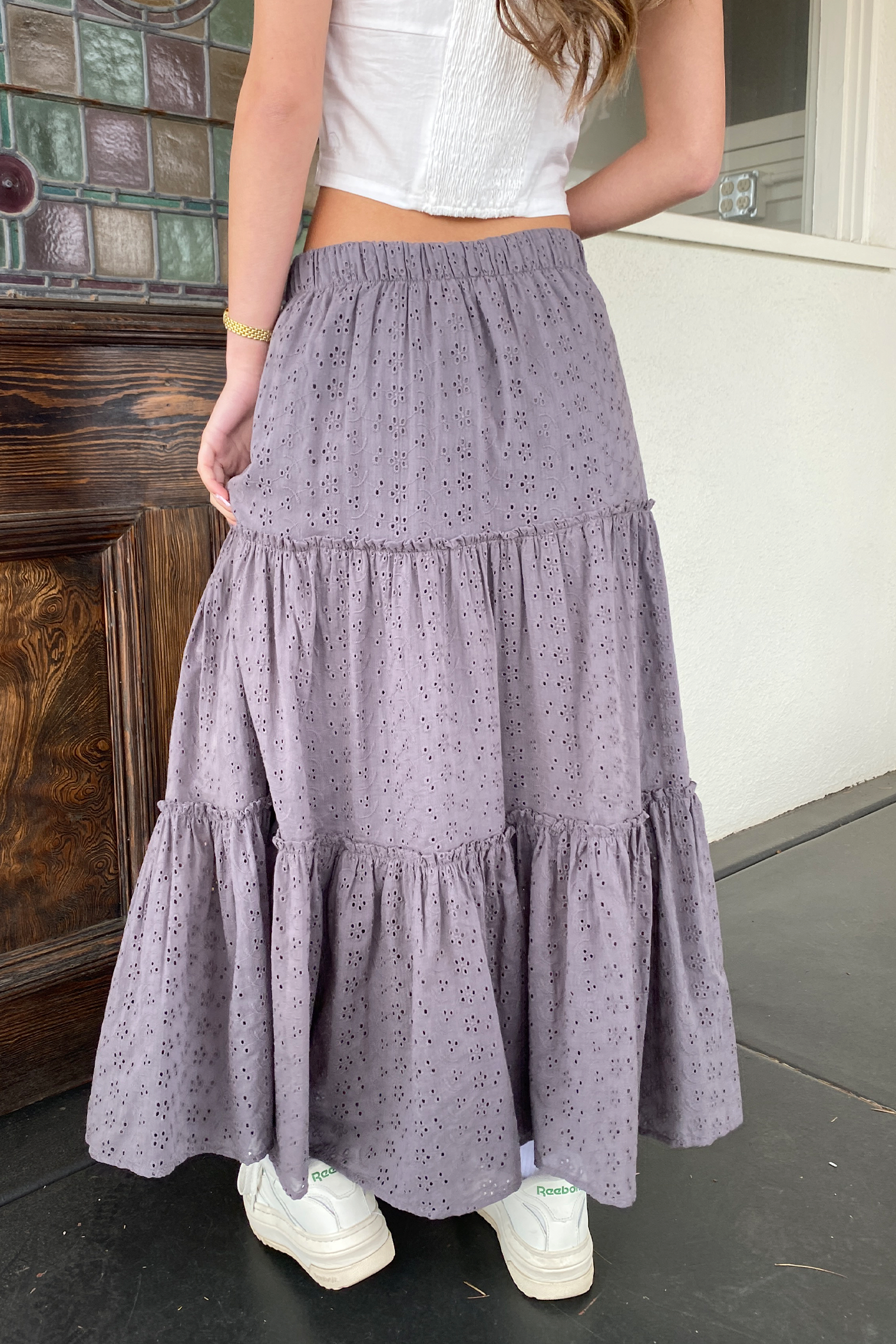 Eyelet Maxi Skirt