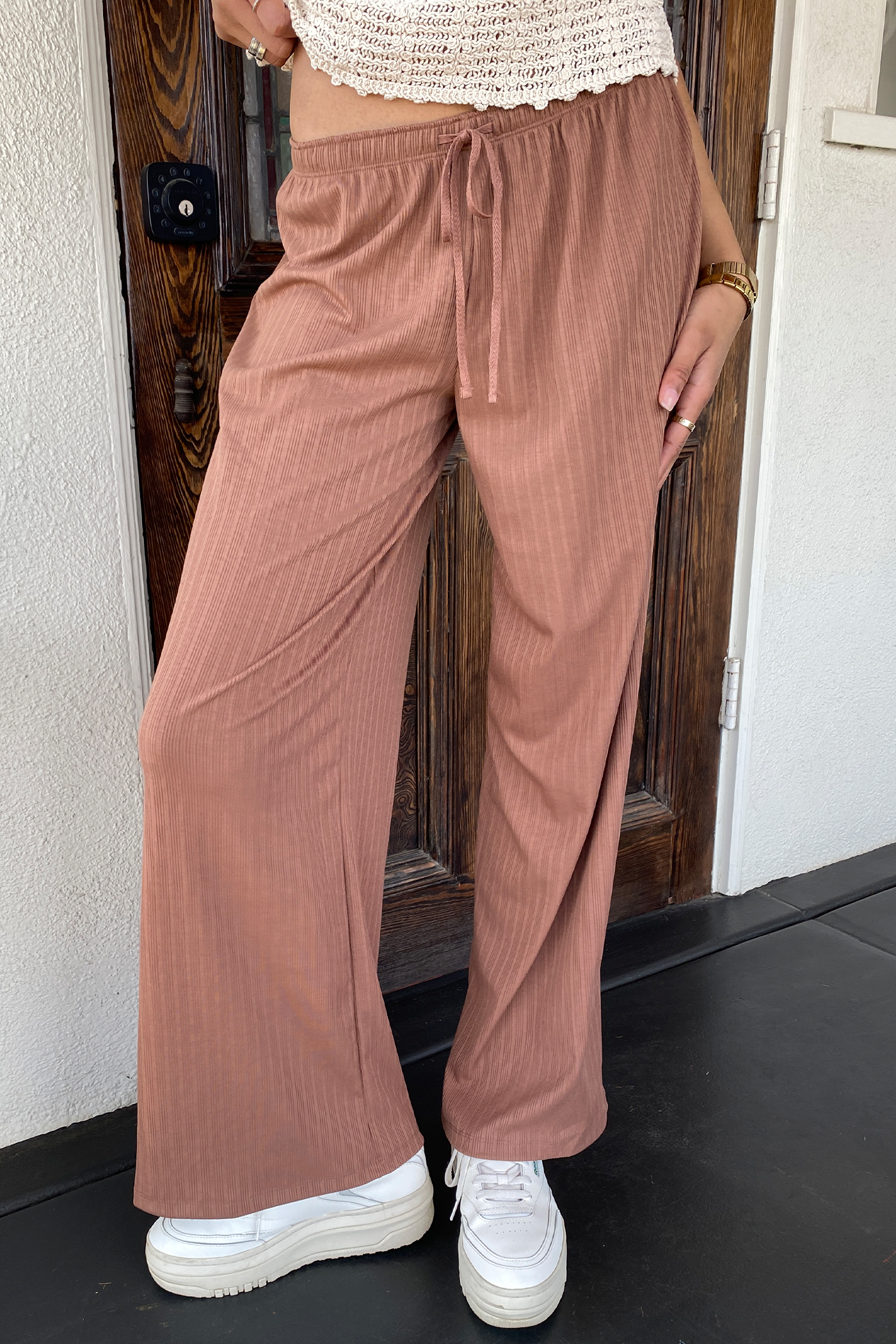 Wide Leg Ribbed Pants